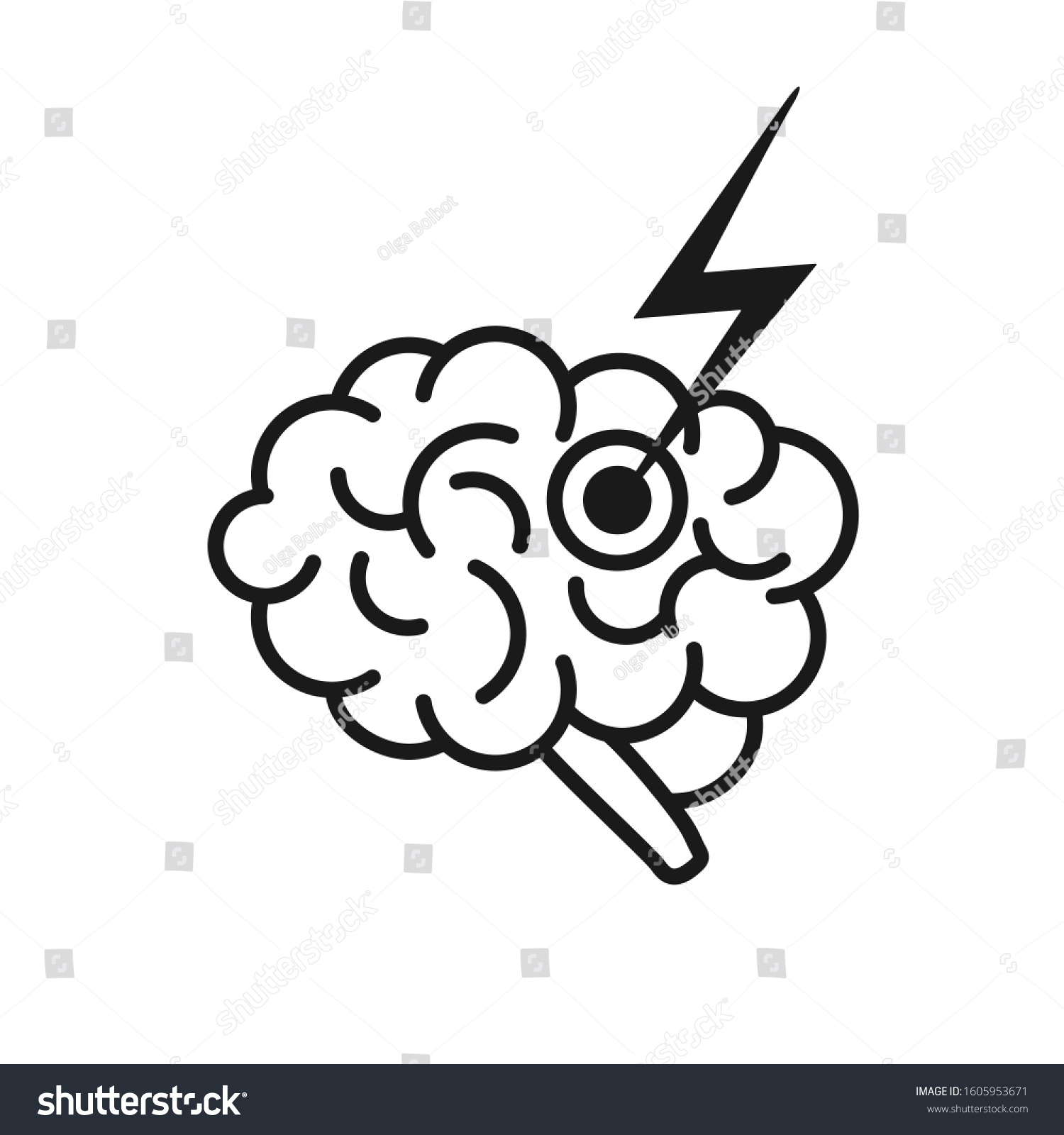 Black Icon Brain Stroke Human Cerebrum Stock Vector Royalty Free 1605953671 Shutterstock 9872