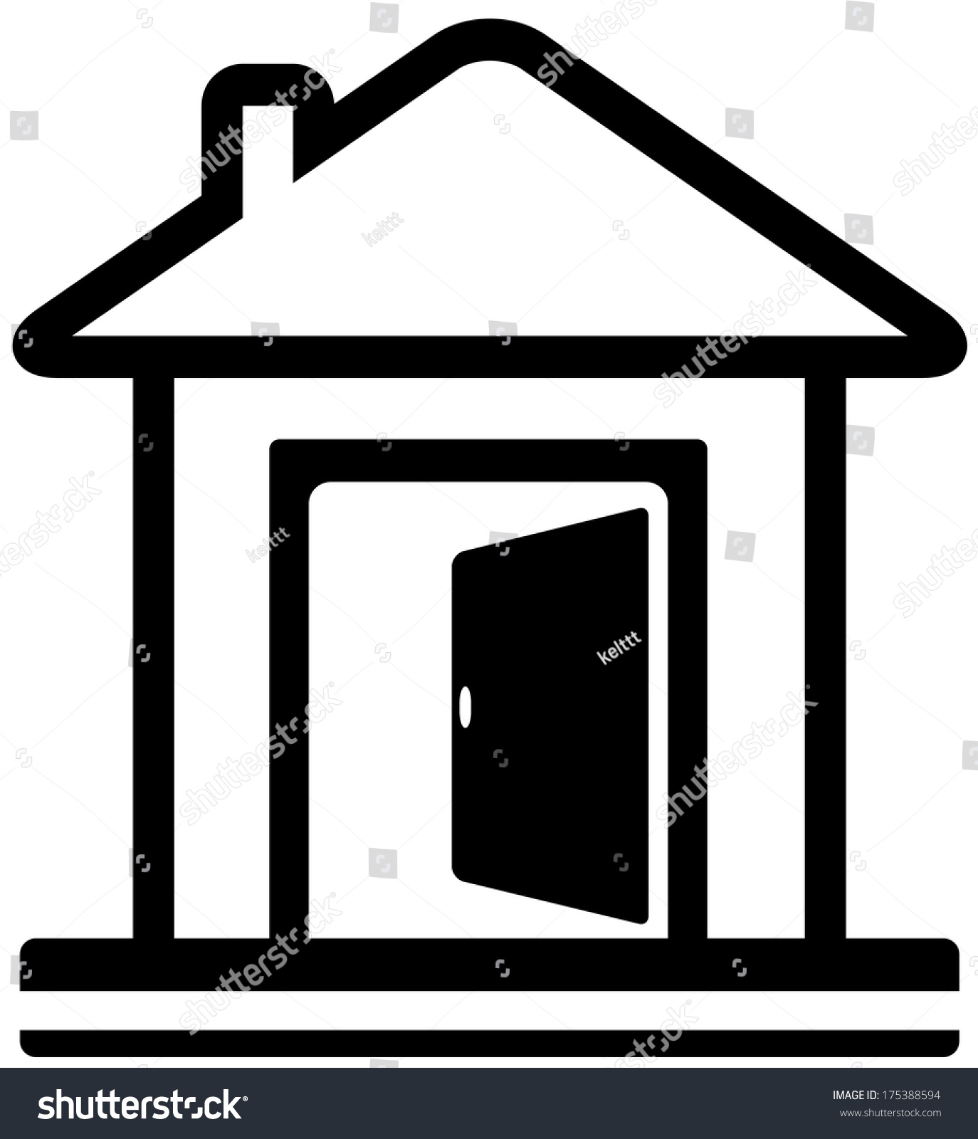 Black Icon Home Door Open Silhouette Stock Vektorgrafik