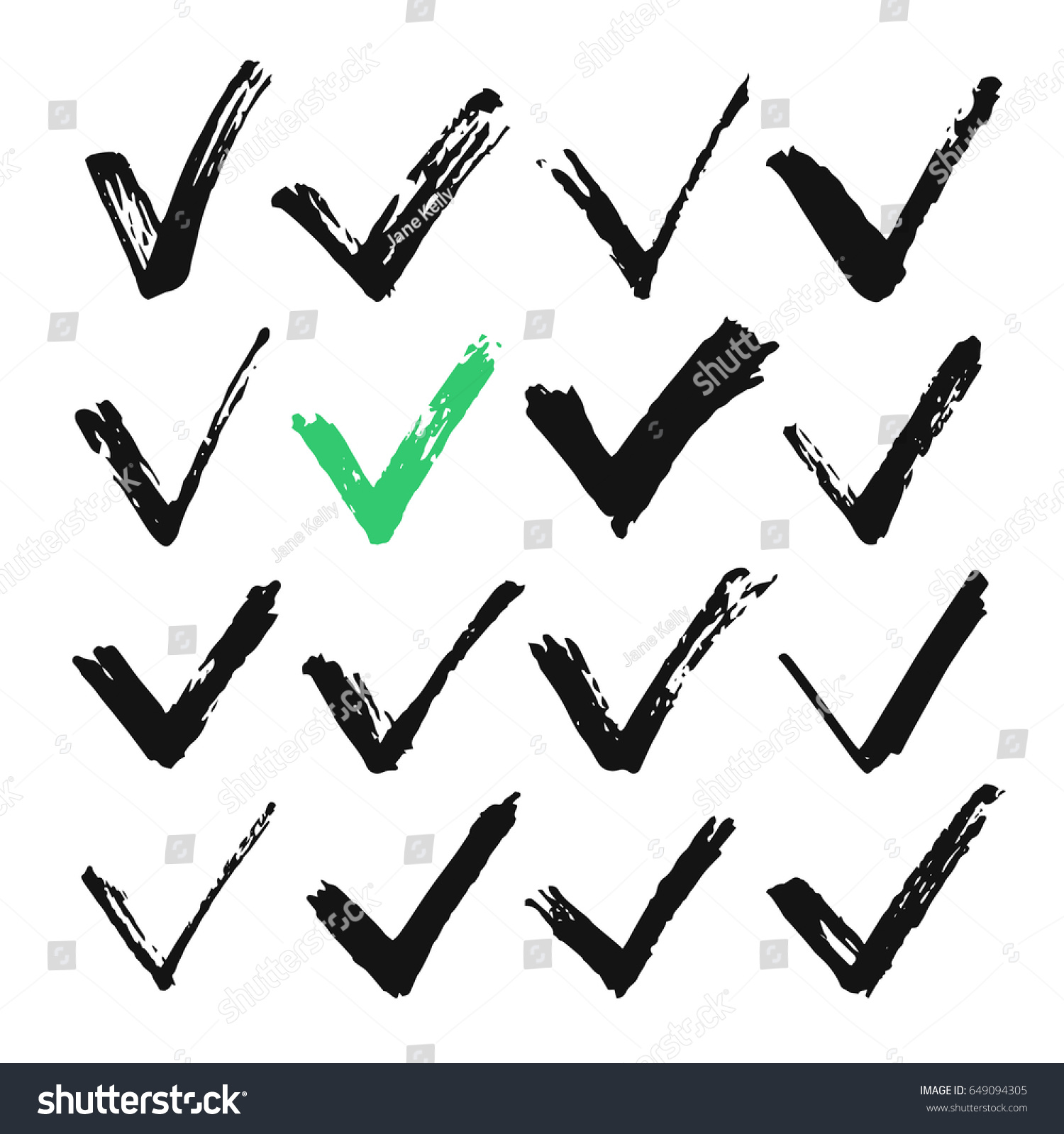 Black Ink Brush Stroke Check Marks Stock Vector (Royalty Free) 649094305