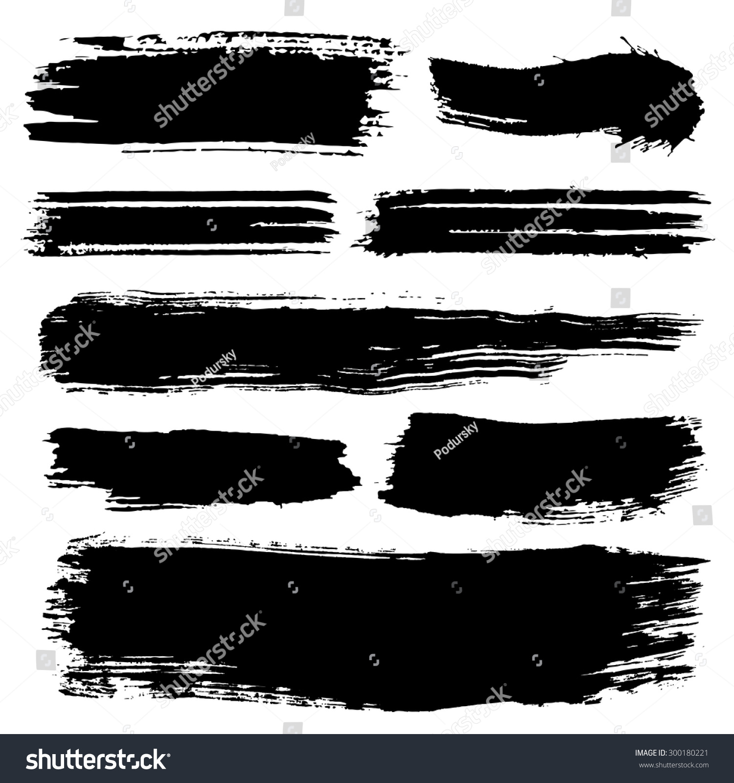 Black Ink Stroke Collection Black Smears Stock Vector (Royalty Free ...