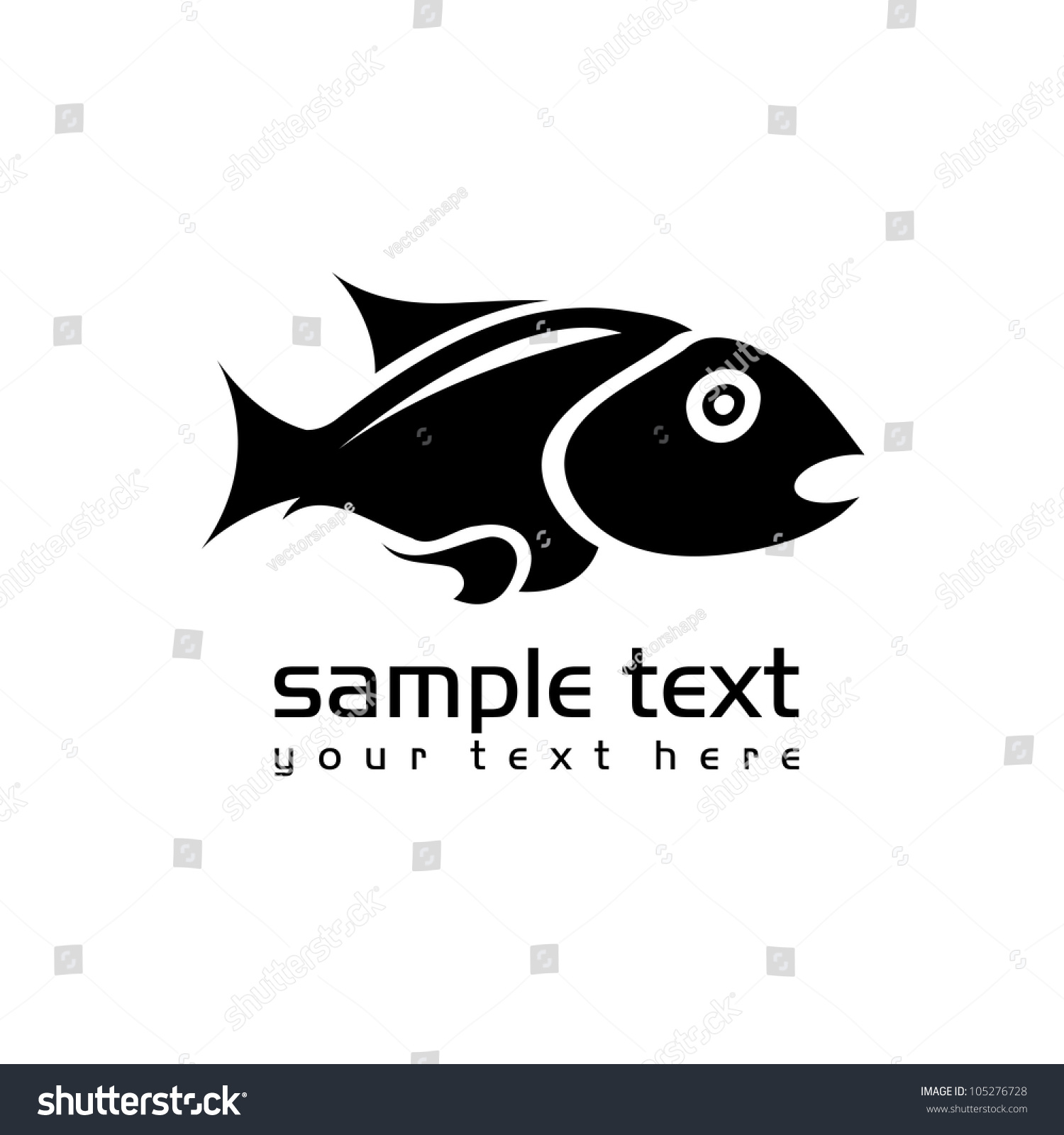 Black Isolated Fish On White Background Stock Vector (Royalty Free