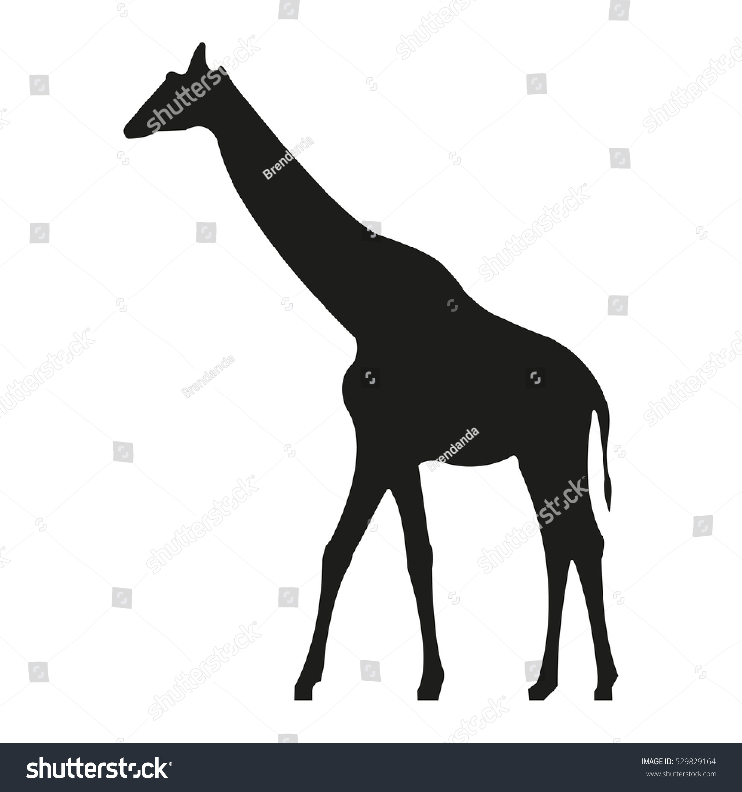 Black Isolated Giraffe Stock Vector 529829164 - Shutterstock