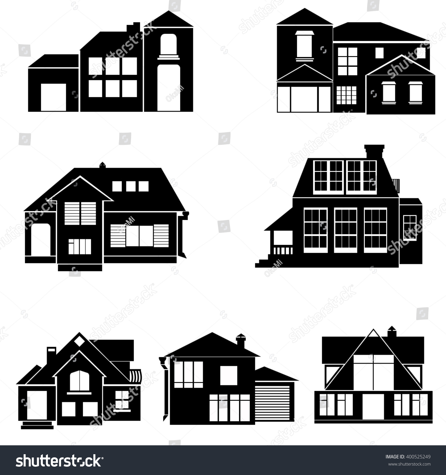 Black Isolated House Silhouette Stock Vector (Royalty Free) 400525249