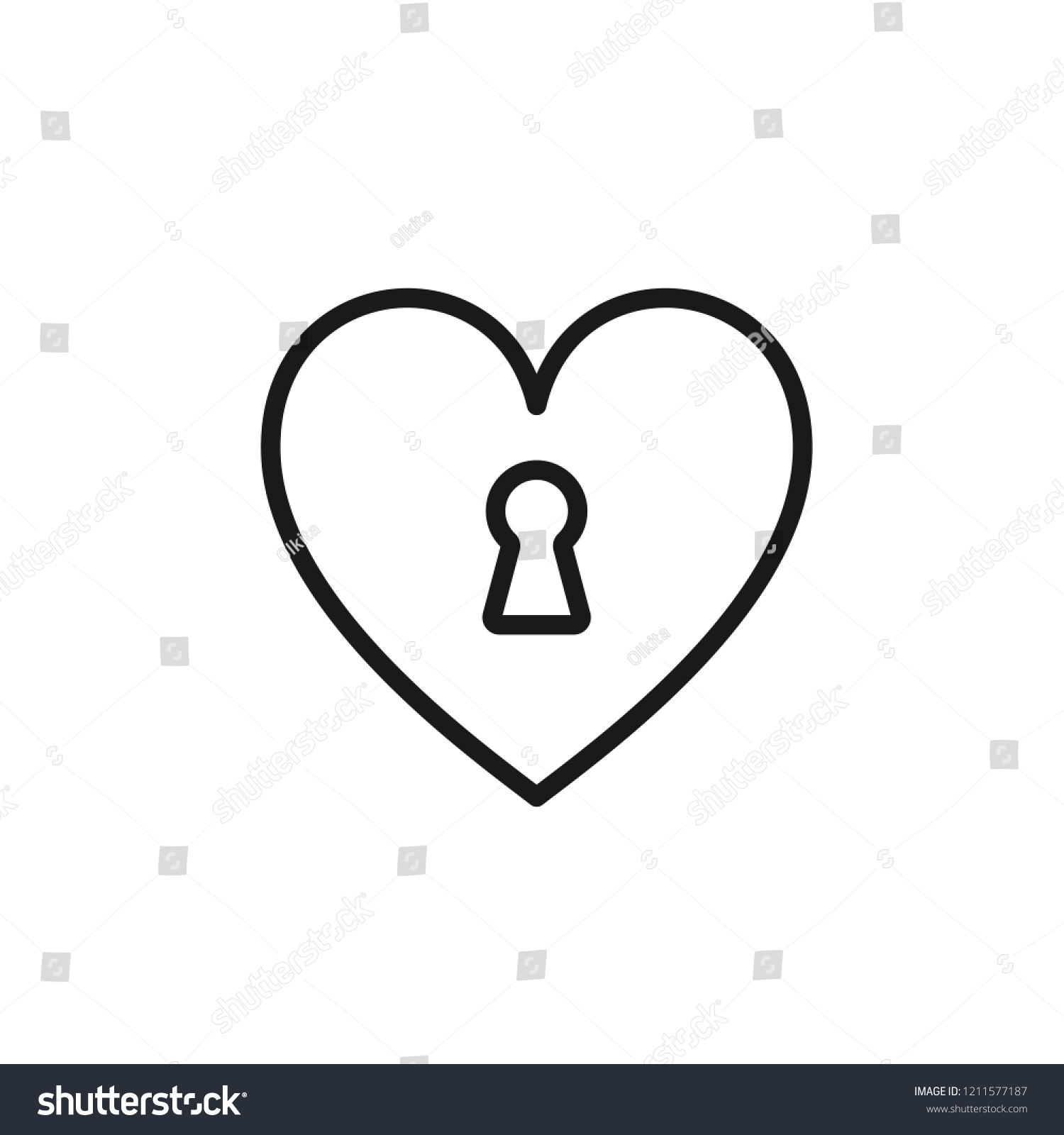 Black Isolated Outline Icon Heart Keyhole Stock Vector (Royalty Free ...