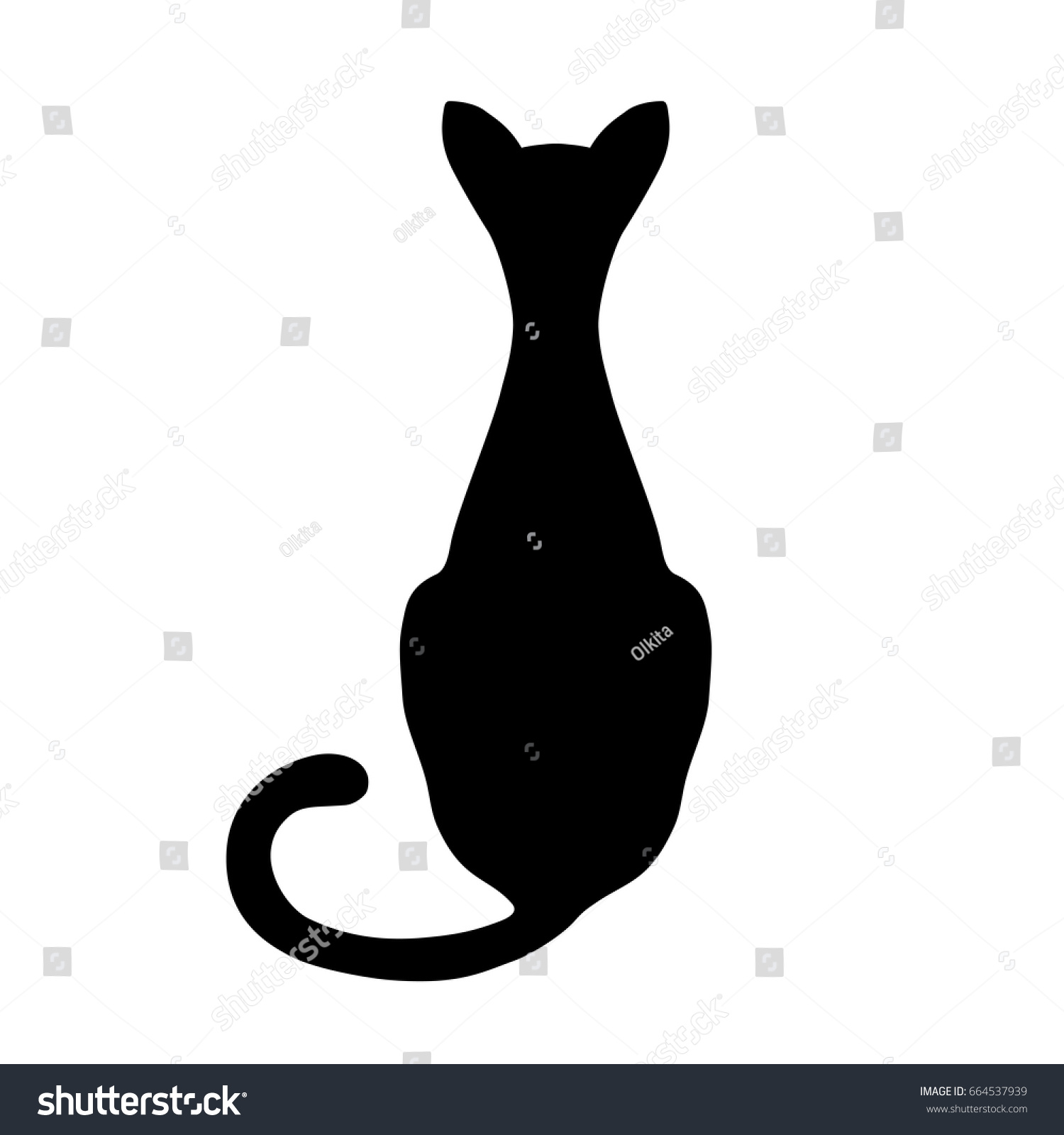 Black Isolated Silhouette Back Sitting Cat Stock Vector (Royalty Free ...