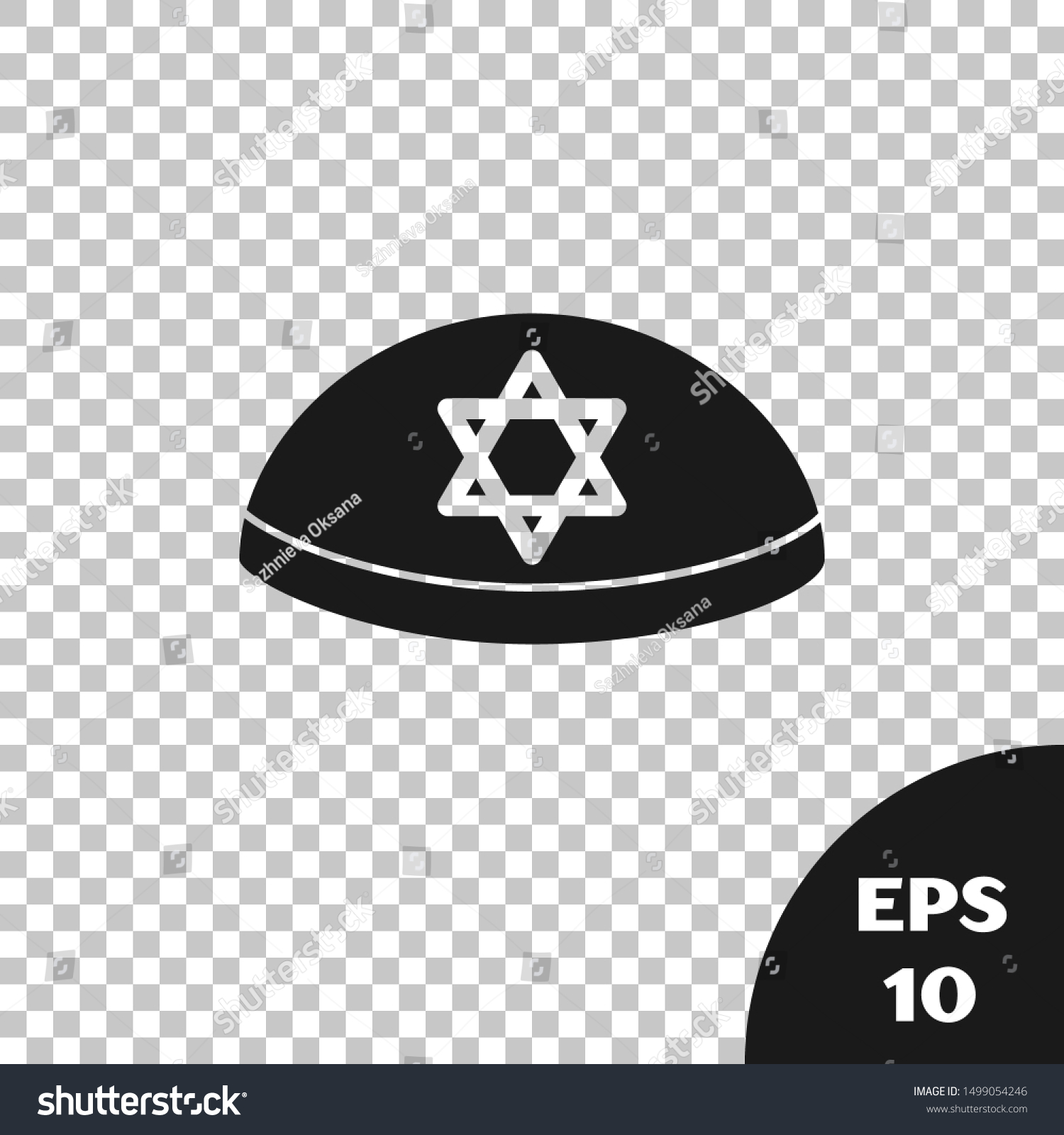 Black Jewish Kippah Star David Icon Stock Vector Royalty Free 1499054246