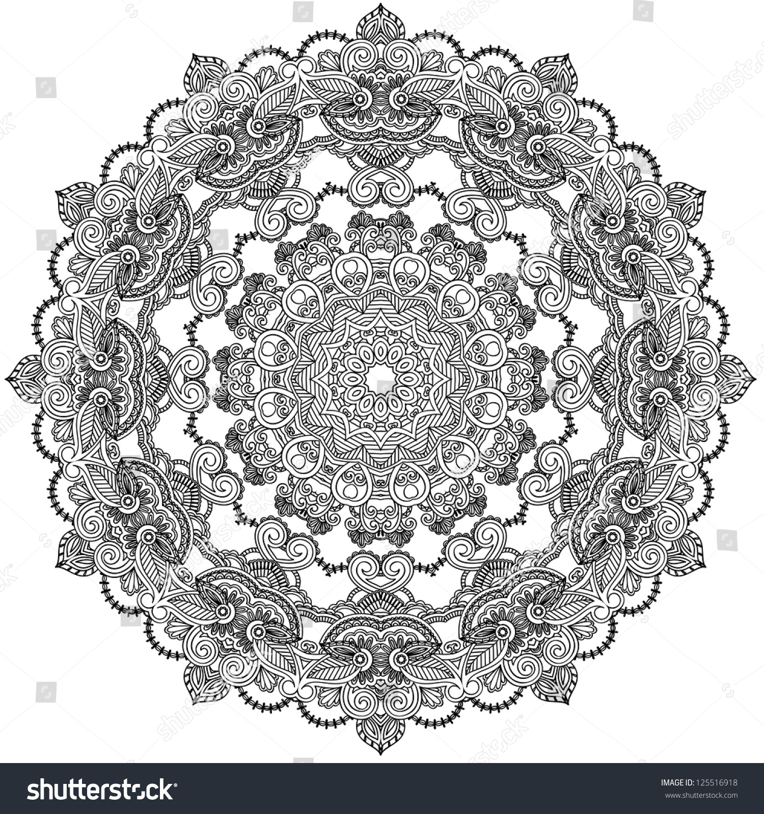 Black Lace Circle On White Background Stock Vector (royalty Free) 125516918