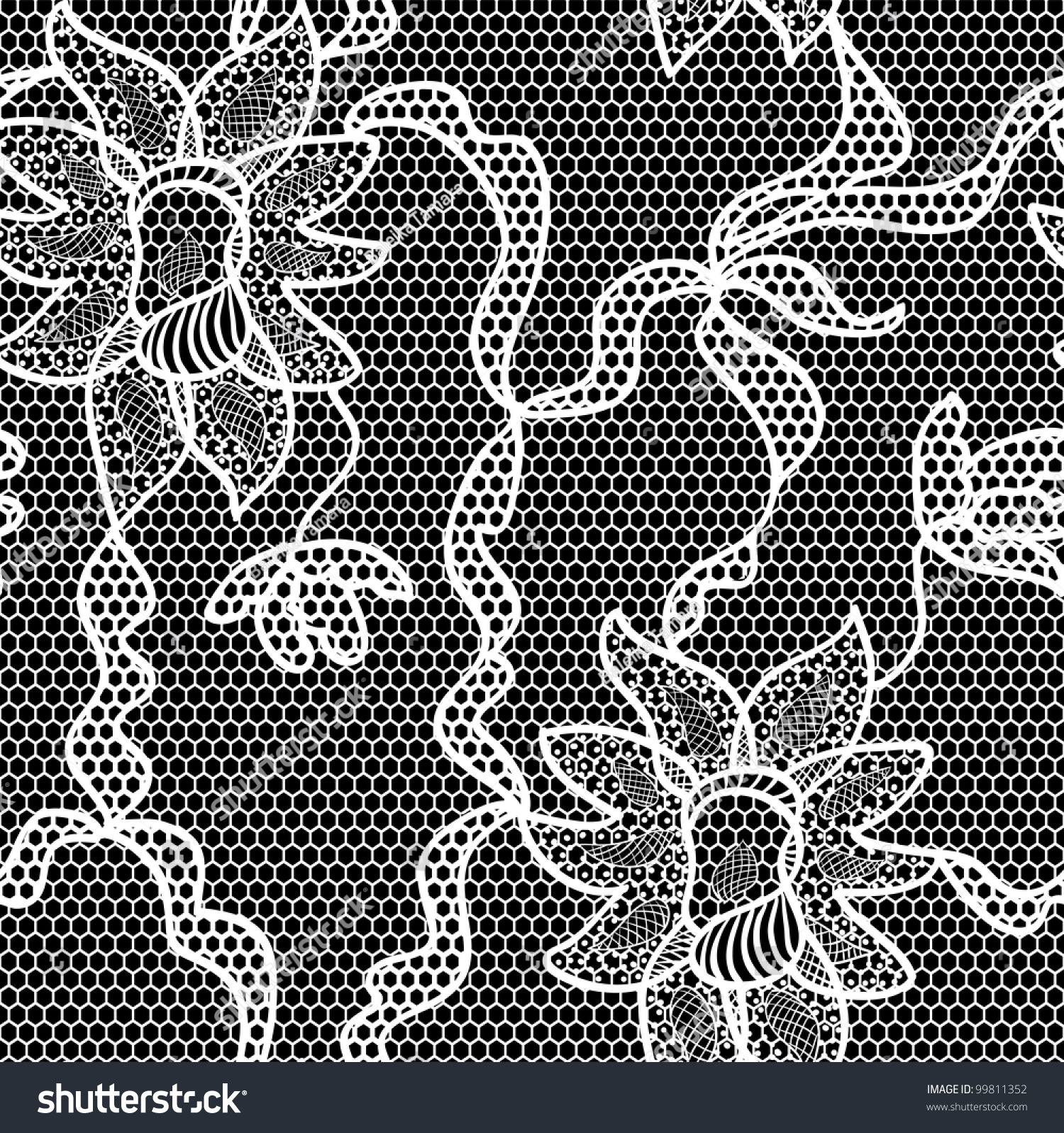 Black Lace Vector Fabric Seamless Pattern Stock Vector 99811352 ...