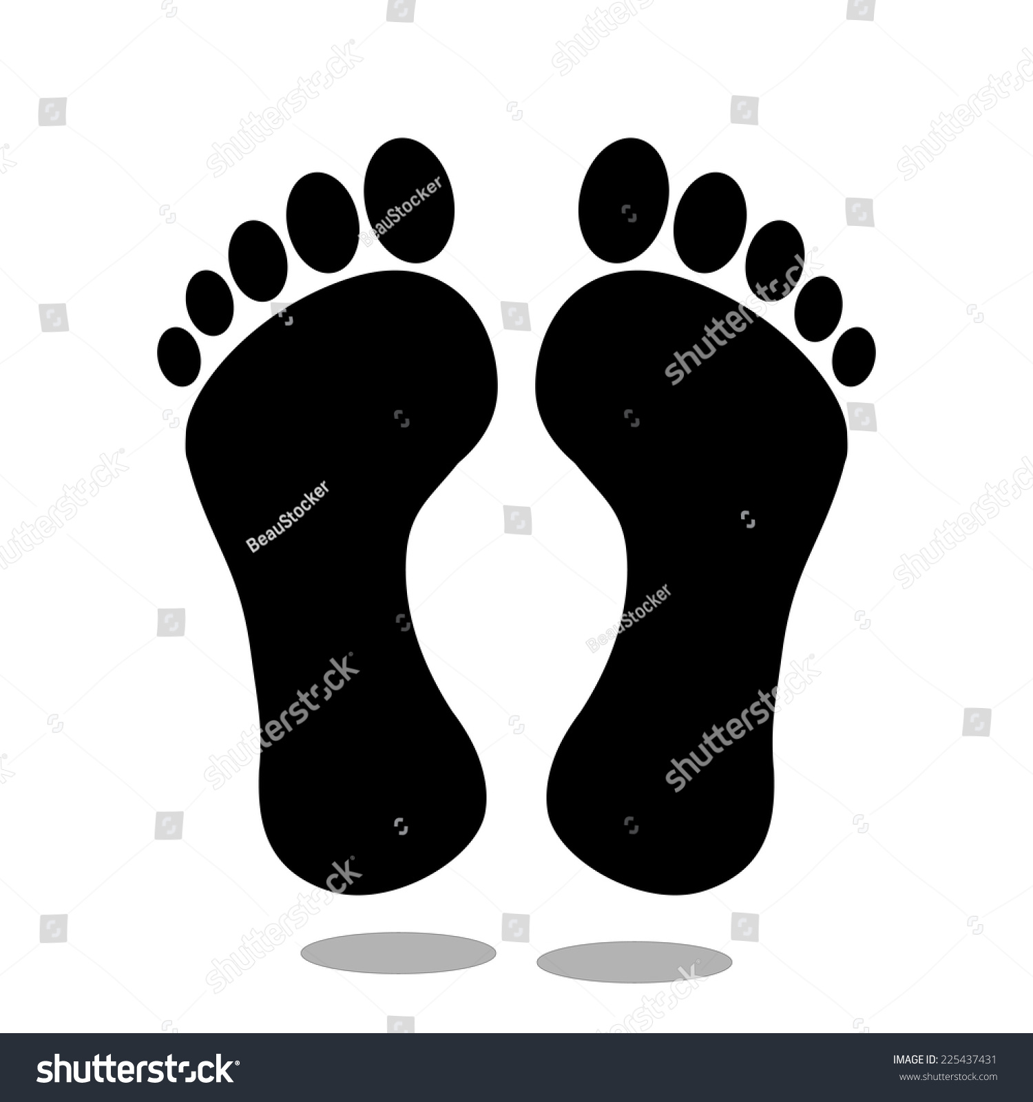 Black Left Right Foot Feet On Stock Vector (Royalty Free) 225437431