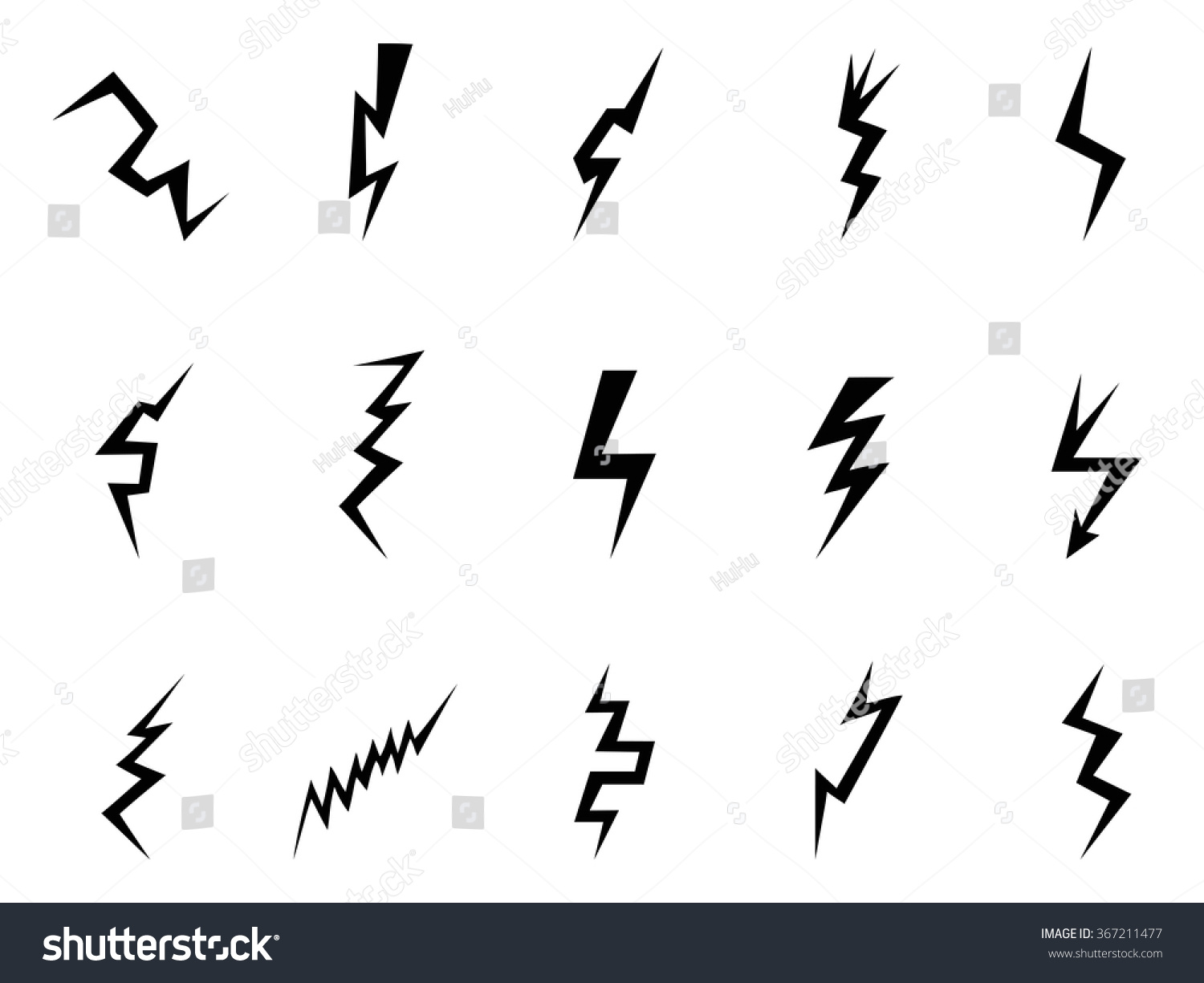 Black Lightning Bolts Icons Stock Vector 367211477 - Shutterstock
