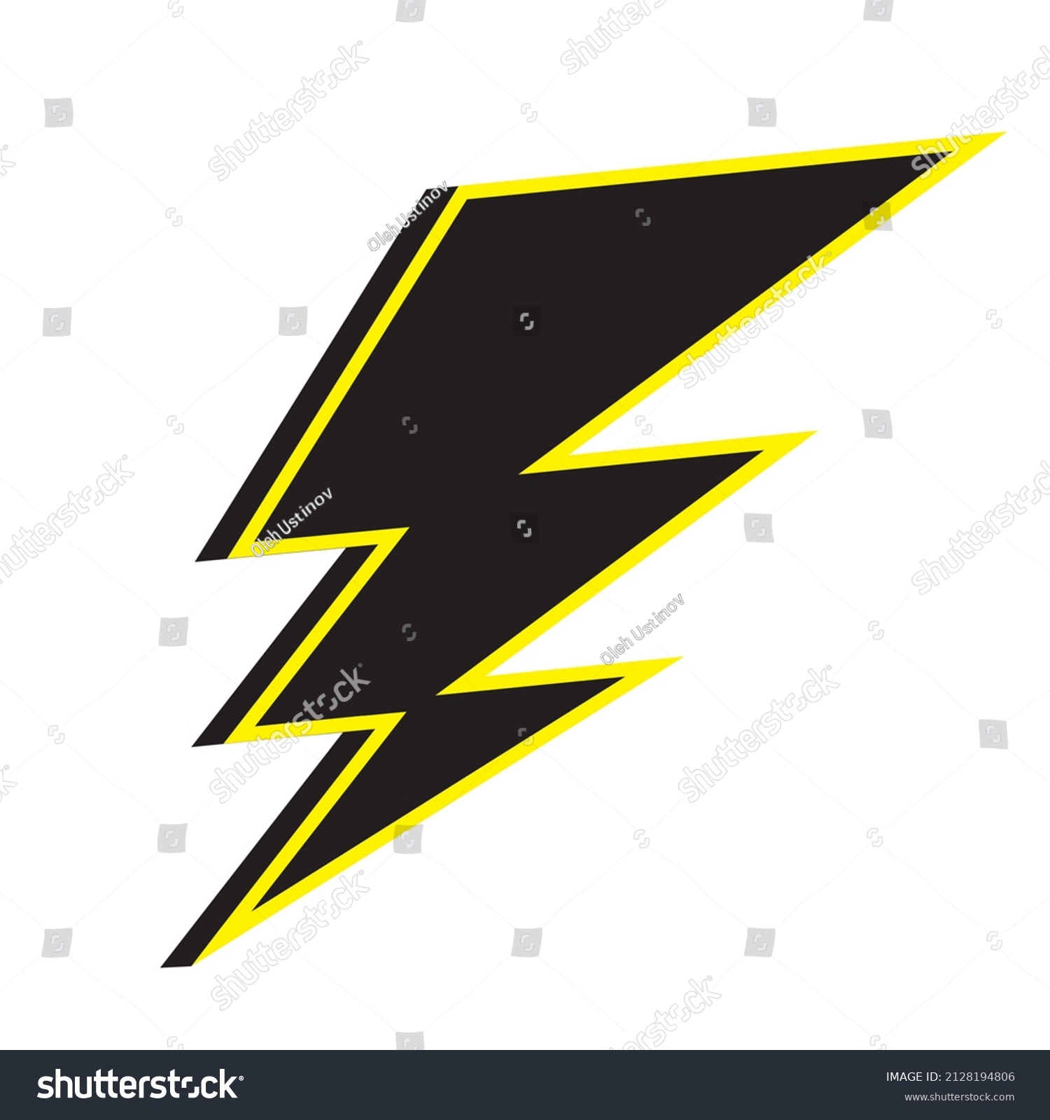 Black Lightning Yellow Stroke Stock Vector (Royalty Free) 2128194806 ...