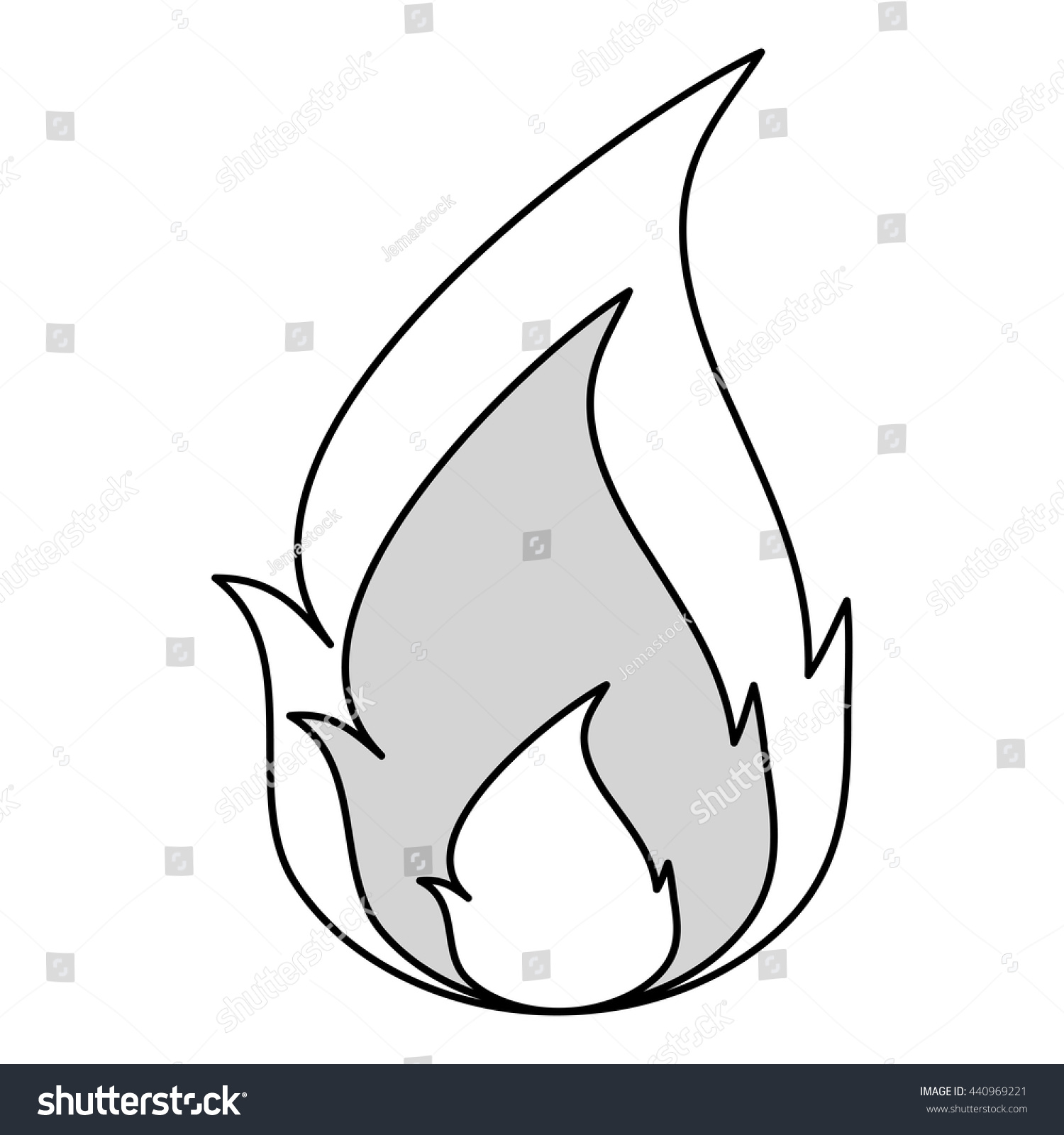 Black Line Flame Stock Vector (Royalty Free) 440969221 - Shutterstock