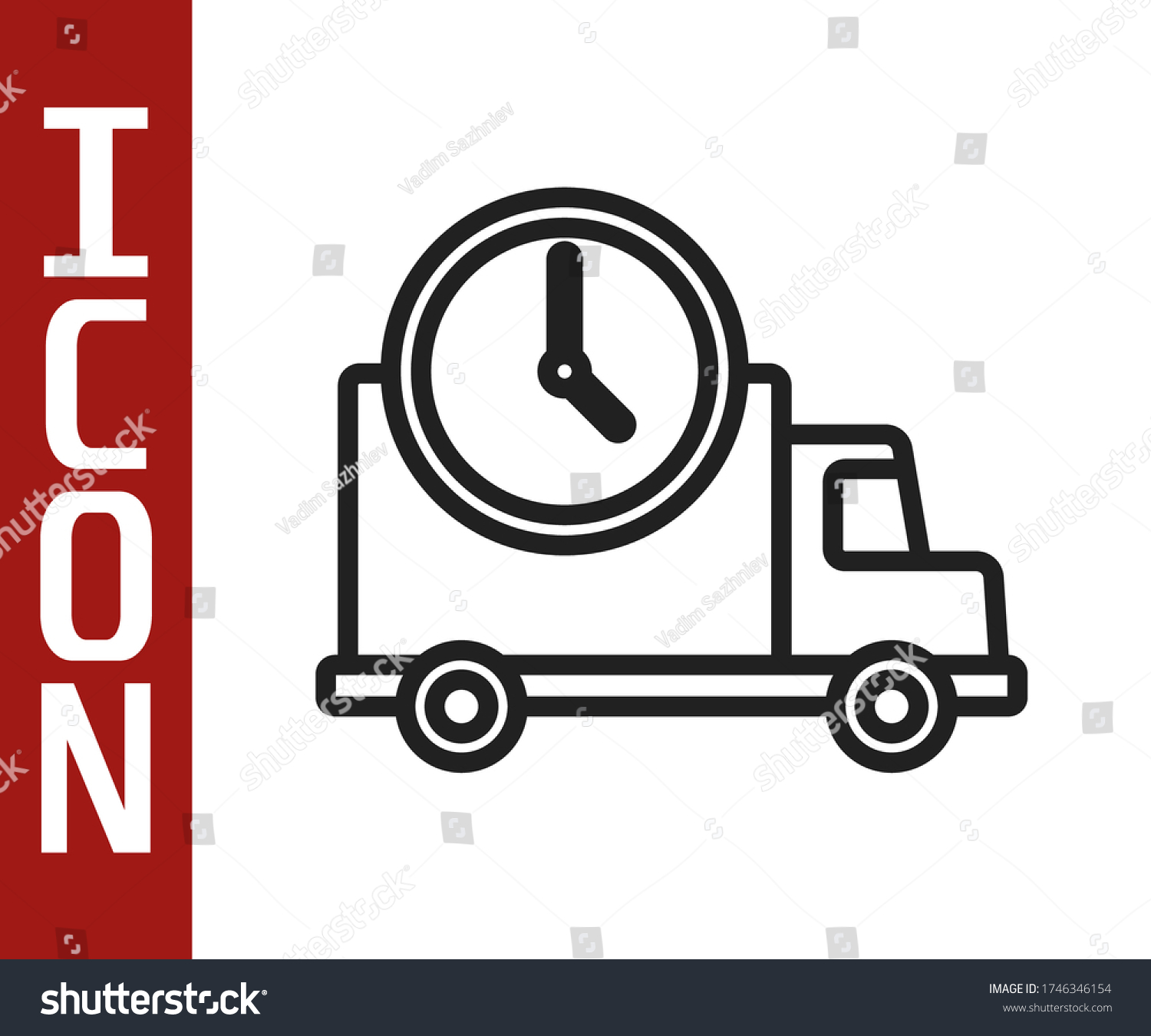 Black Line Logistics Delivery Truck Clock Stock Vector (Royalty Free ...