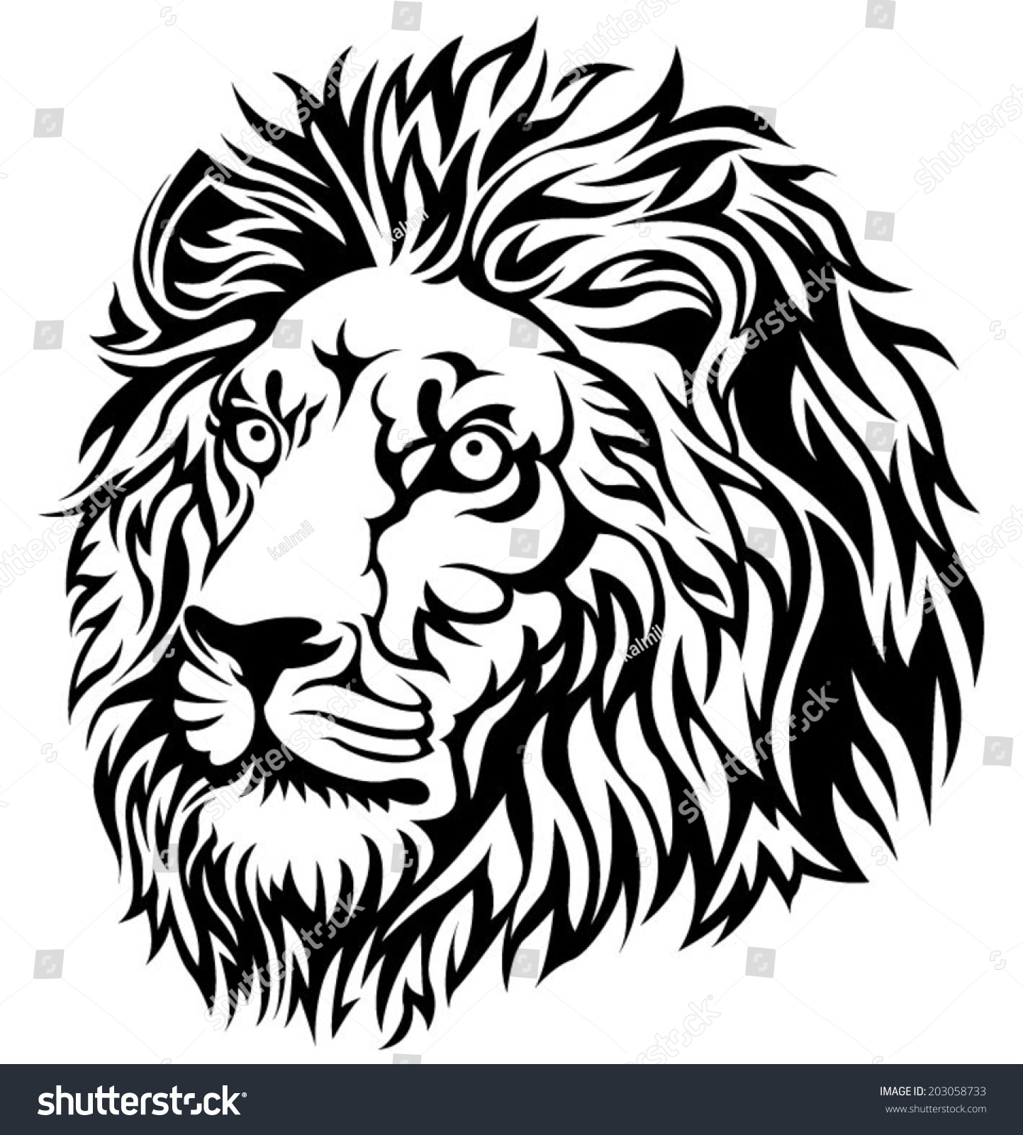 Black Lion Head Stock Vector Illustration 203058733 : Shutterstock