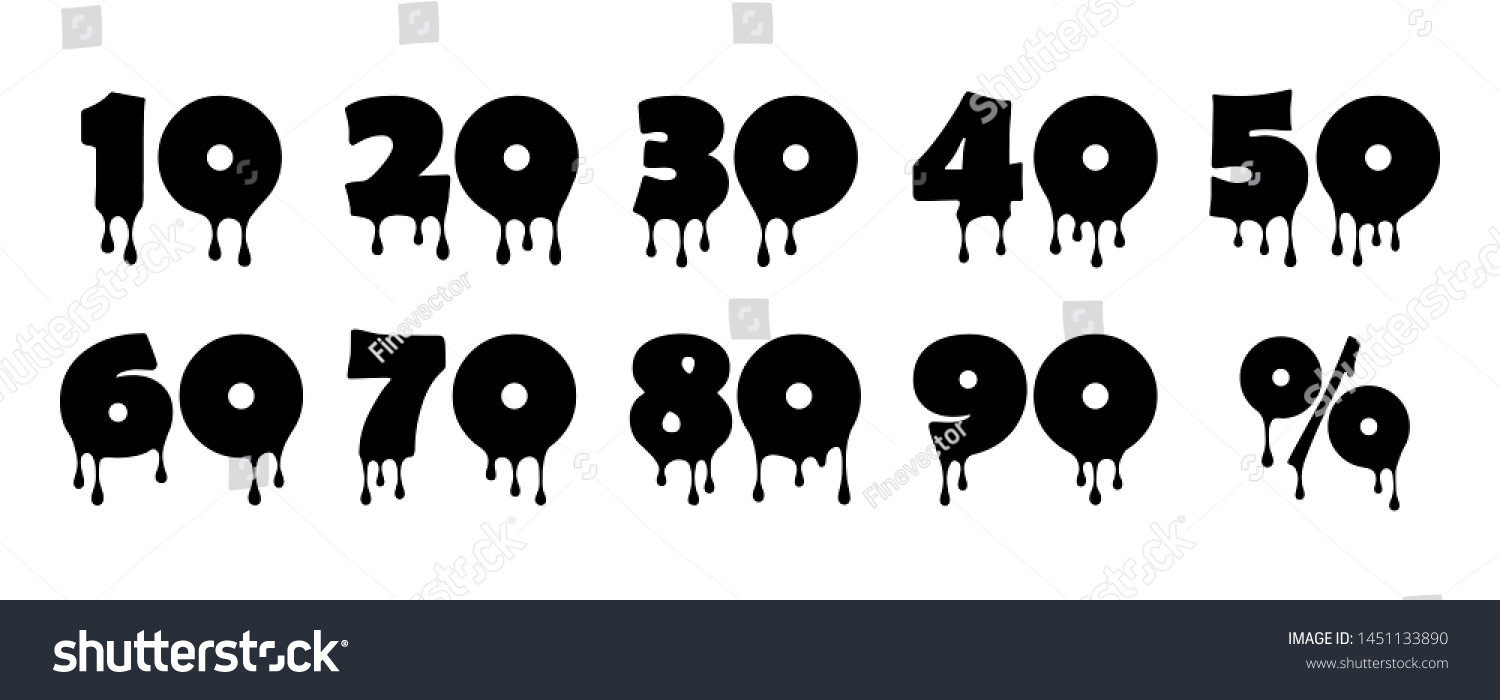 SVG of Black liquid numbers set. Drip drops dynamic flowing isolated numbers collection. Vector illustration. svg