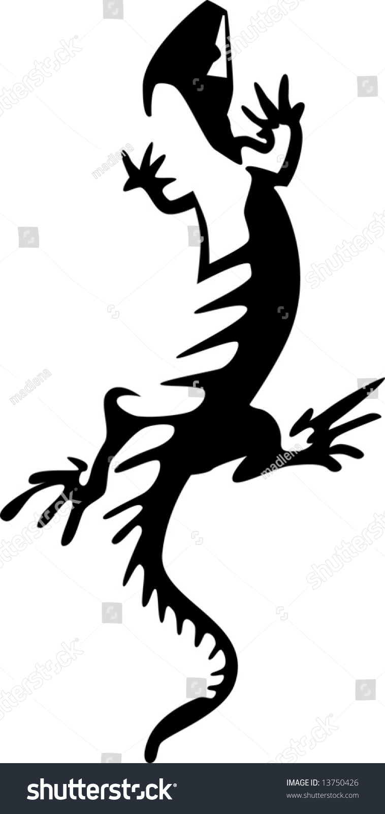 Black Lizard Vector Illustration Tattoo Stock Vector (Royalty Free
