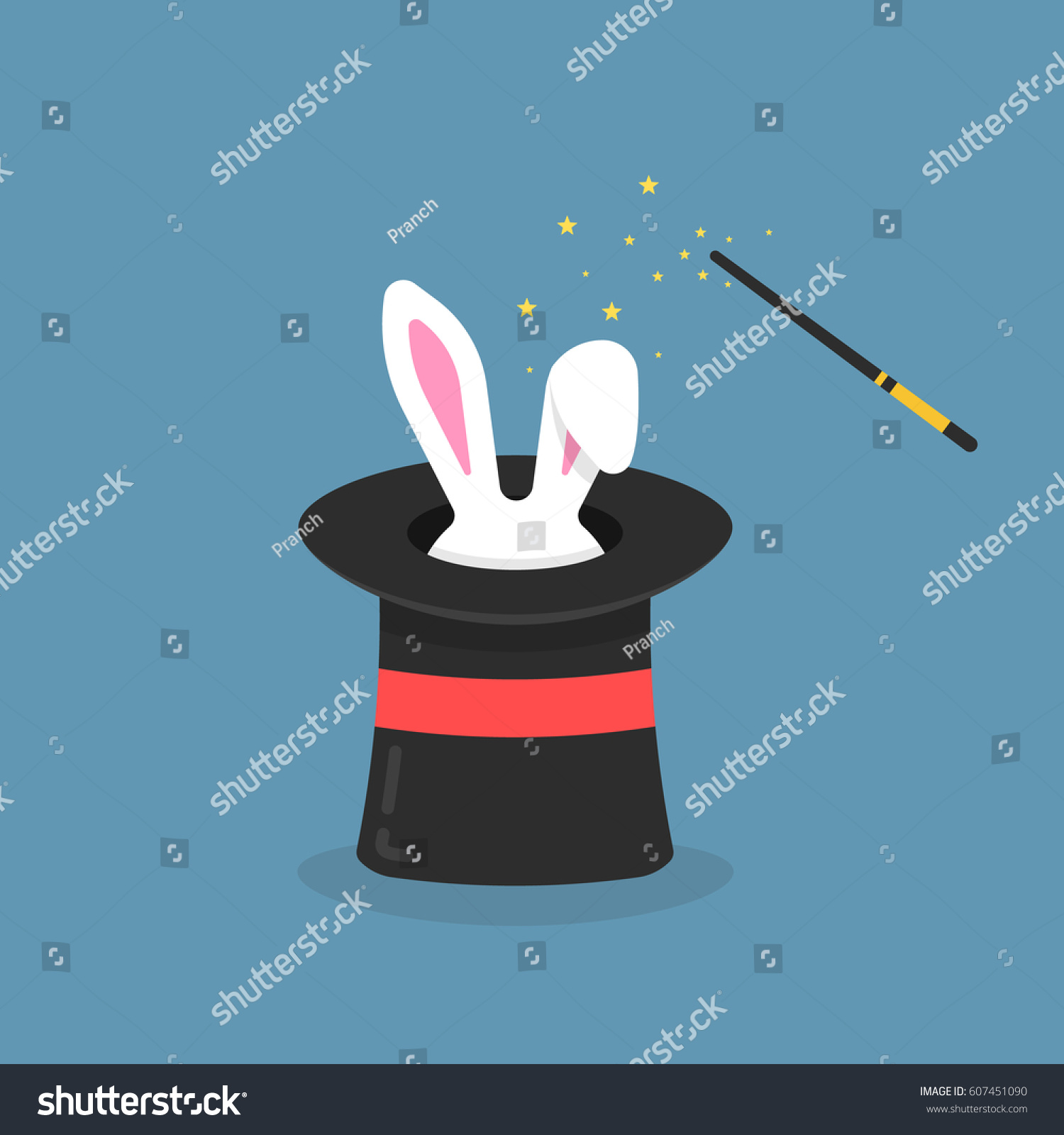 Black Magic Hat With Bunny Ears Entertainment Party Or Beautiful Circus Show Concept Imagination