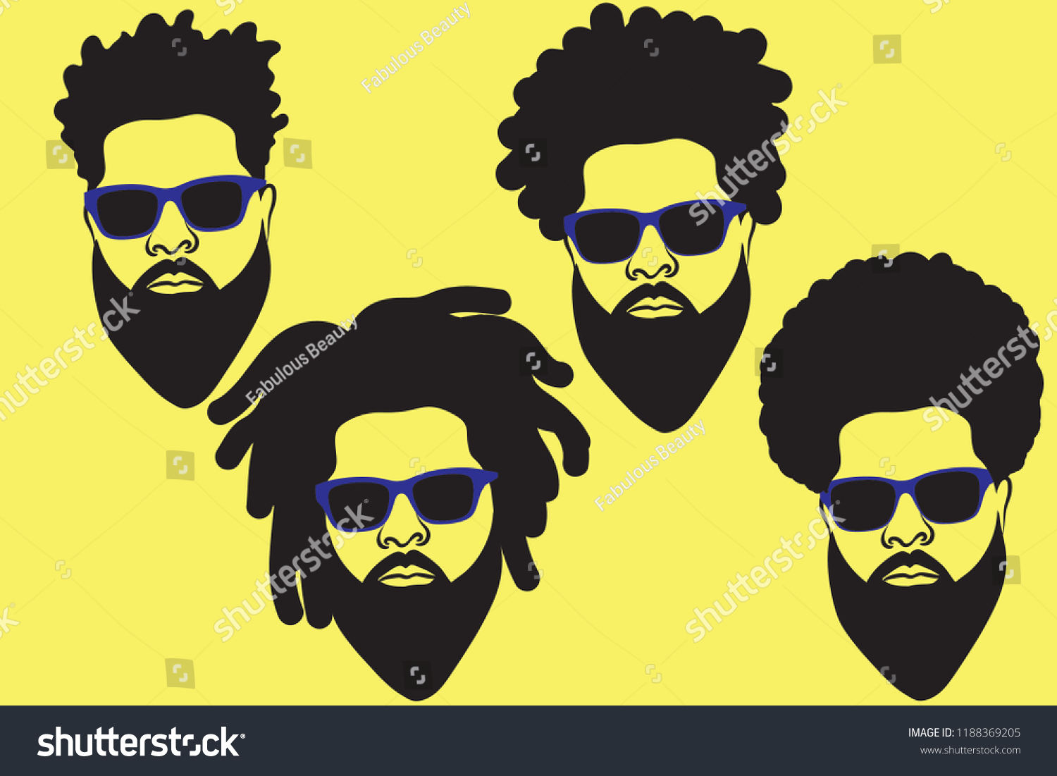 SVG of Black man with an afro and sunglasses svg
