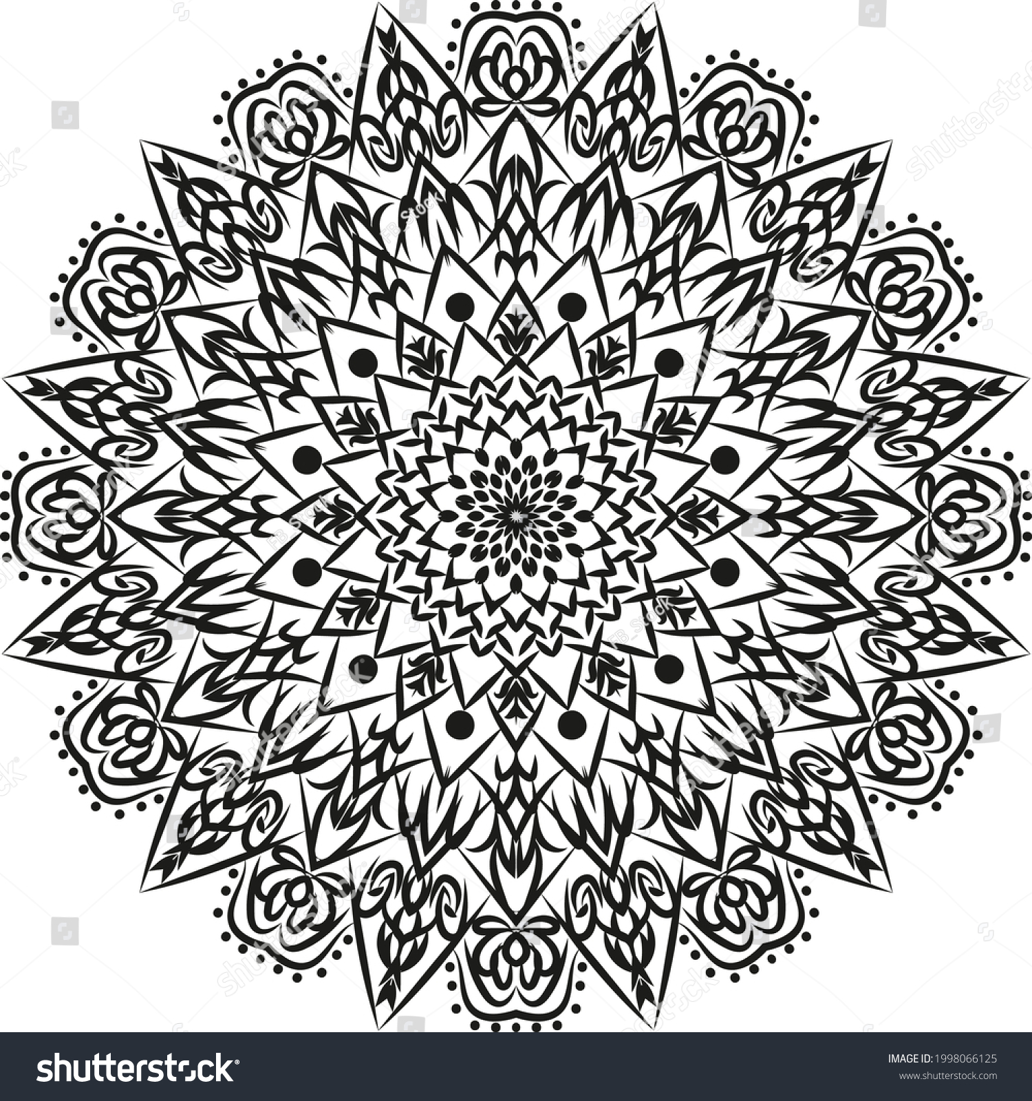 SVG of Black Mandala for Design | Mandala Circular pattern design for Henna, Mehndi, tattoo, decoration.
Decorative ornament in ethnic oriental style. Coloring book page.
 svg
