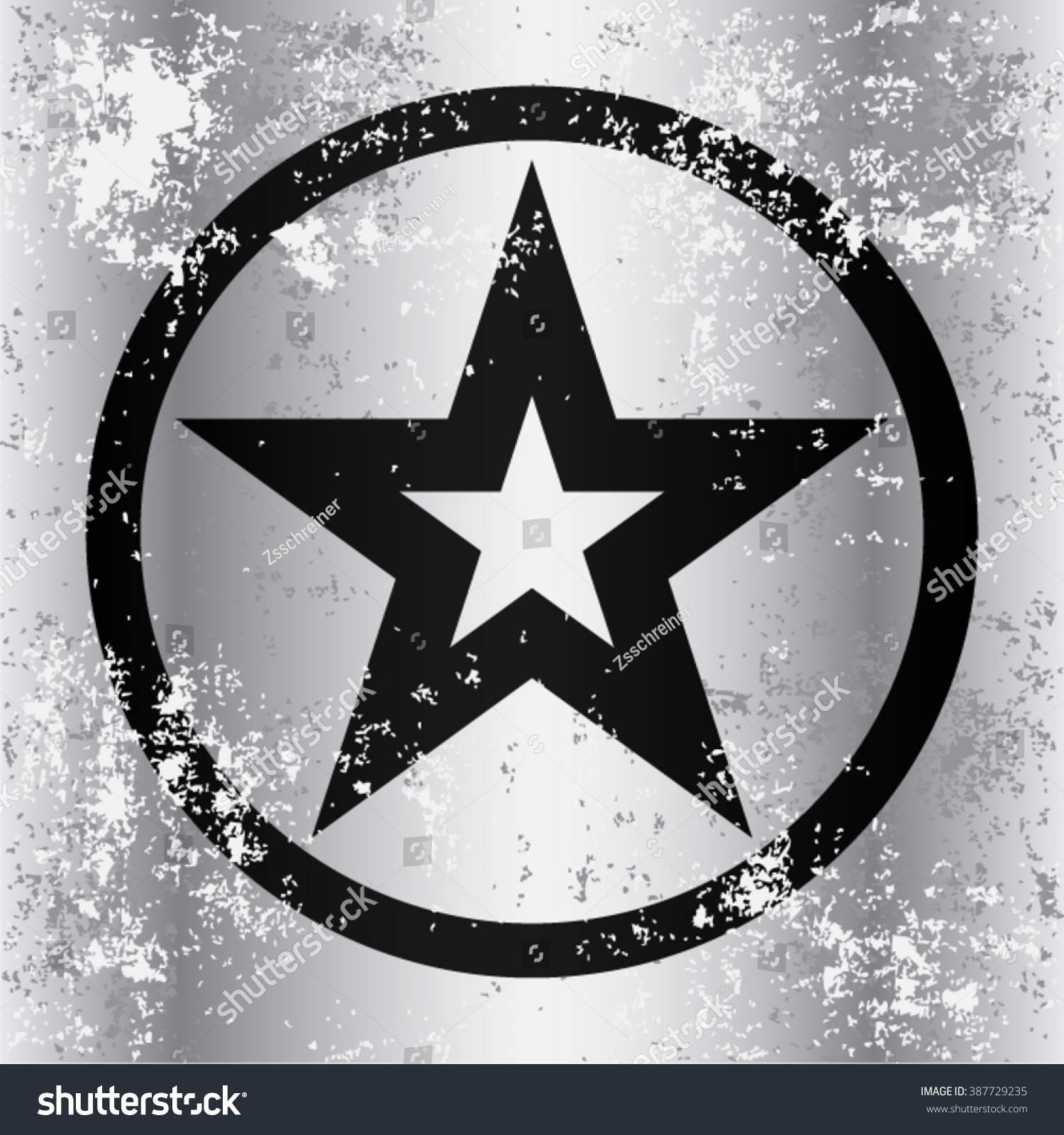 Black Military Star On Grunge Metal Stock Vector 387729235 - Shutterstock