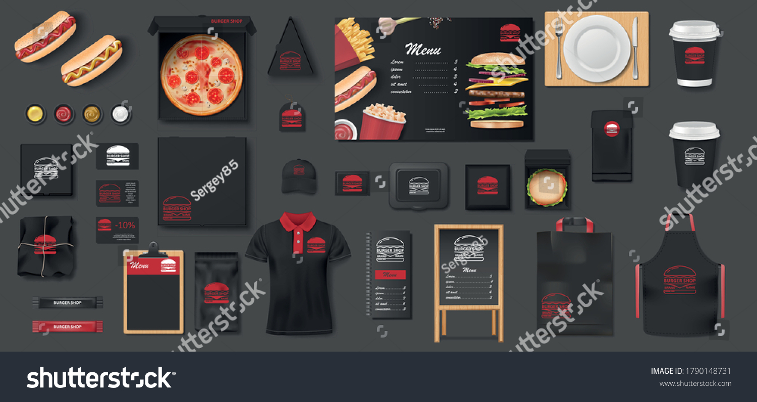 Download Black Mockup Pizzeria Cafe Fast Food Stock Vector Royalty Free 1790148731