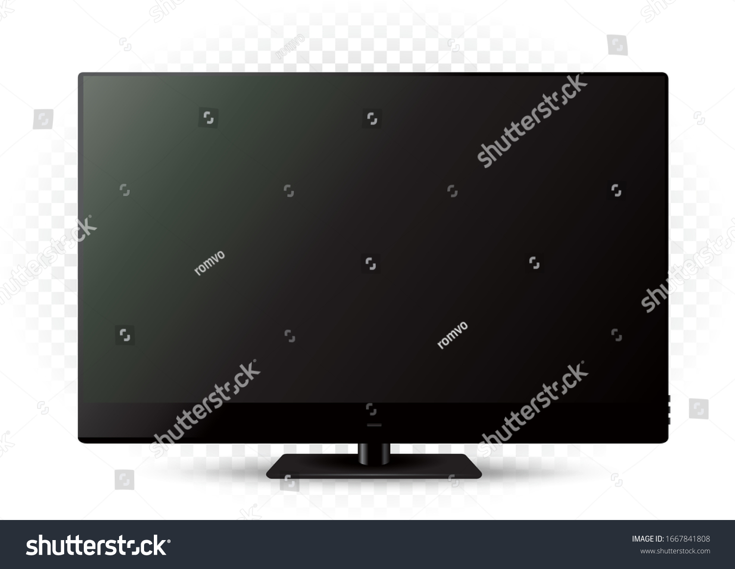 SVG of Black modern tv template on white transparent background. LED television technology object svg