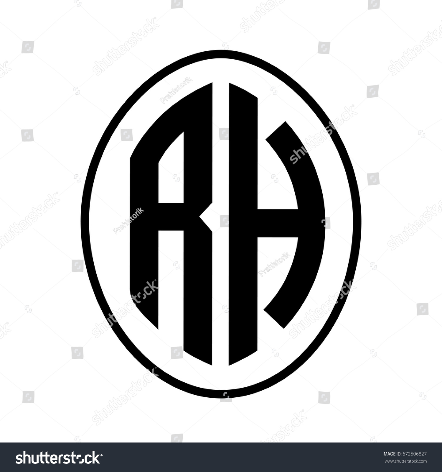 Black Monogram Curved Oval Shape Initial Stock Vector (Royalty Free ...