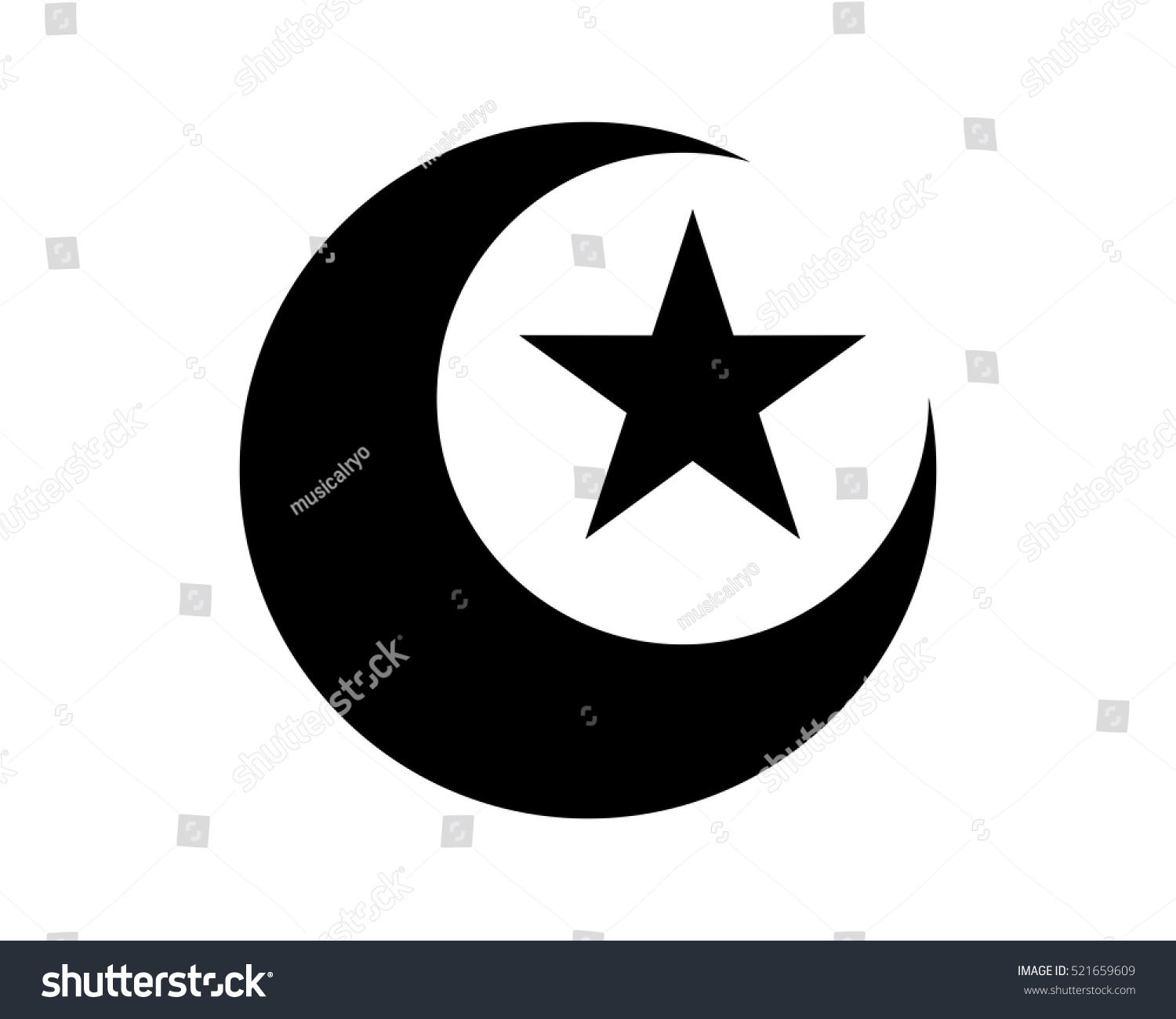 Black Moon Star Islam Islamic Muslim Stock Vector (Royalty Free