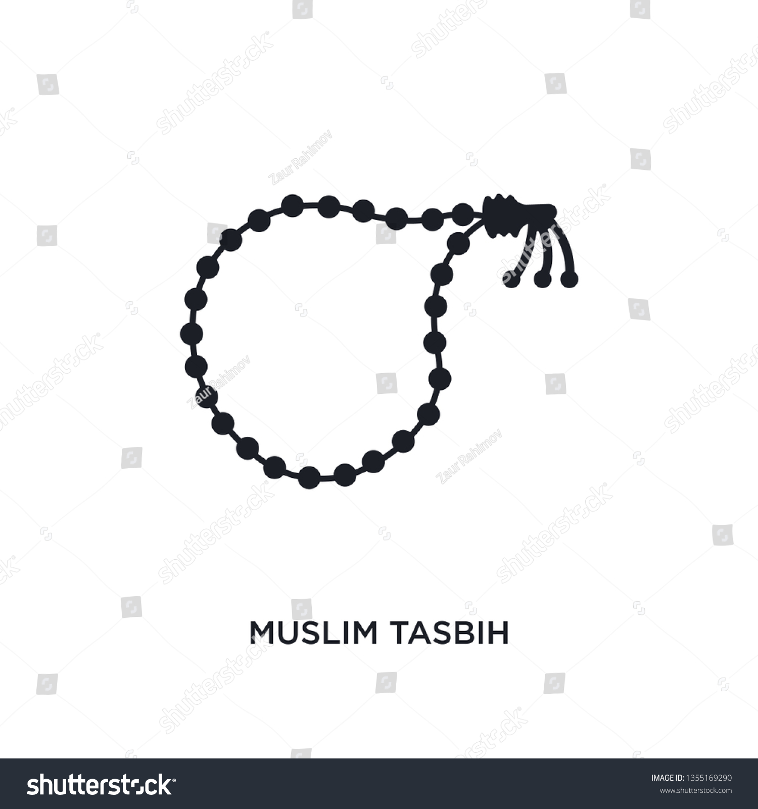 SVG of black muslim tasbih isolated vector icon. simple element illustration from religion concept vector icons. muslim tasbih editable logo symbol design on white background. can be use for web and mobile svg