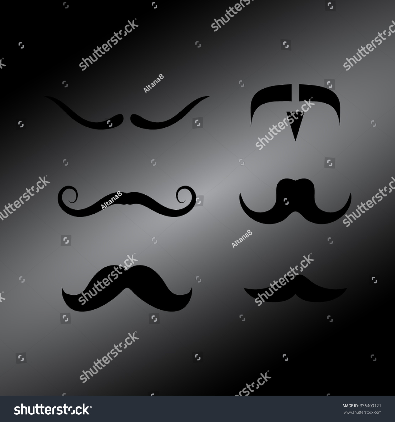 Black Mustaches Icons Set Stock Vector 336409121 - Shutterstock