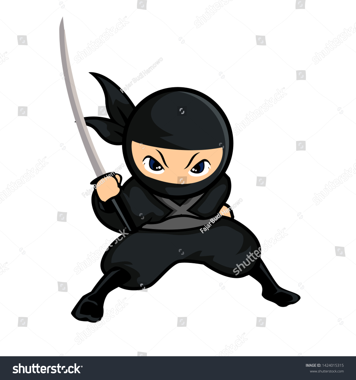 Black Ninja Stand One Hand Holding Stock Vector (Royalty Free ...