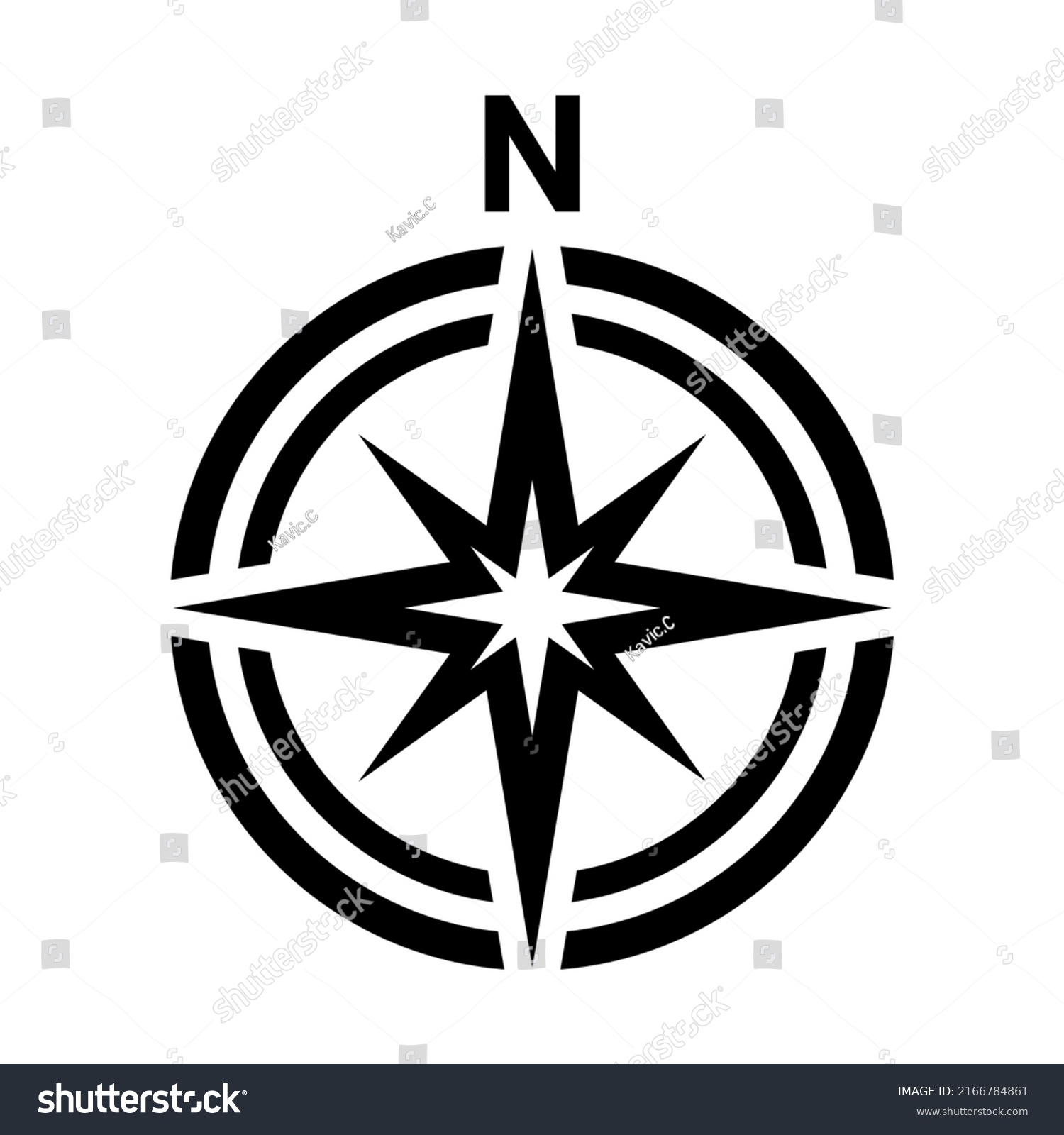 Black North Symbol On White Background Stock Vector (Royalty Free ...