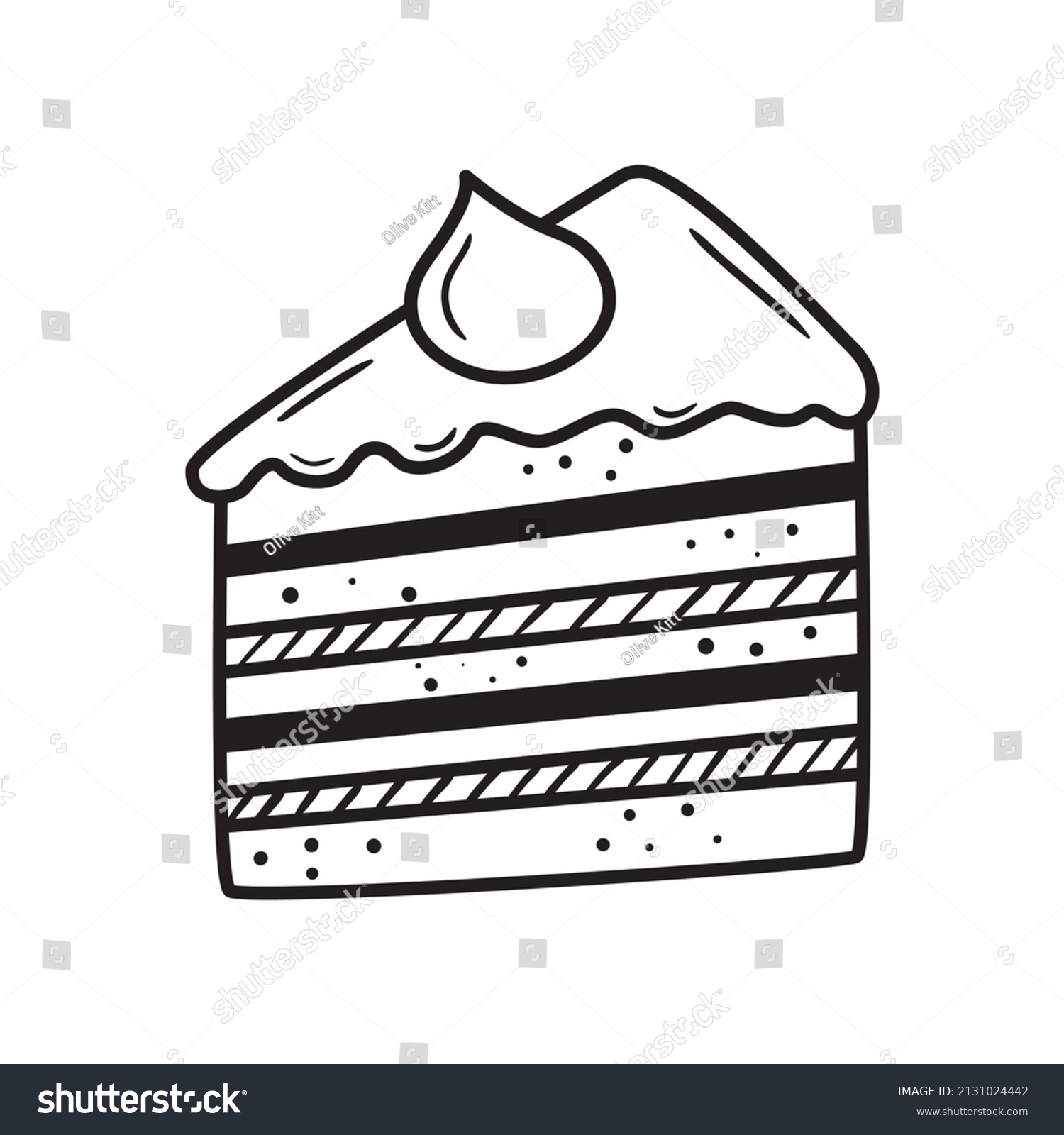 Black Outline Cake Piece Icon Doodle Stock Vector (Royalty Free ...