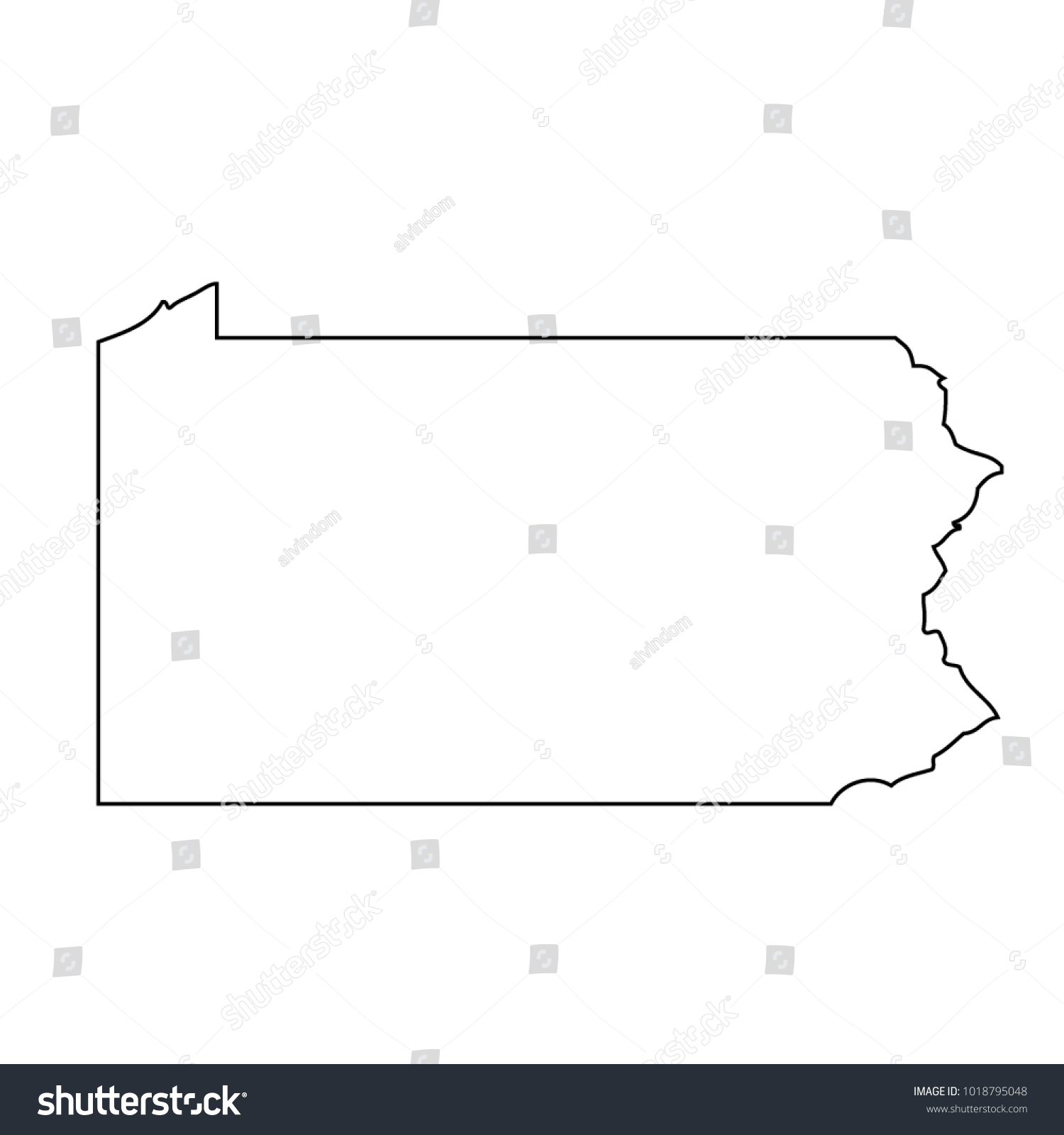 2 700 Pennsylvania State Outline Images Stock Photos Vectors   Stock Vector Black Outline Map State Usa Pennsylvania Vector 1018795048 