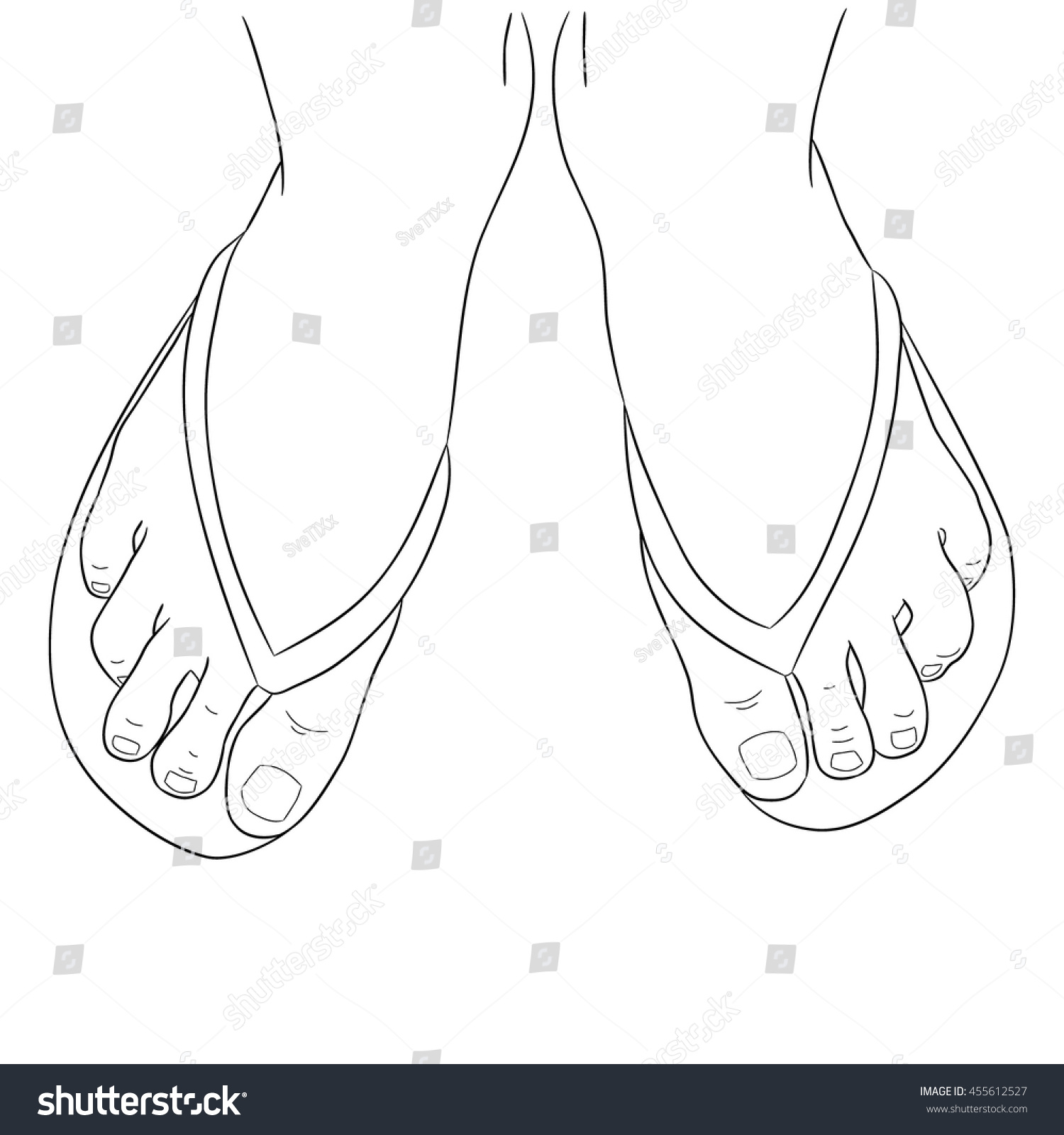 Black Outline Bare Feet Slippers Top Stock Vector (Royalty Free) 455612527