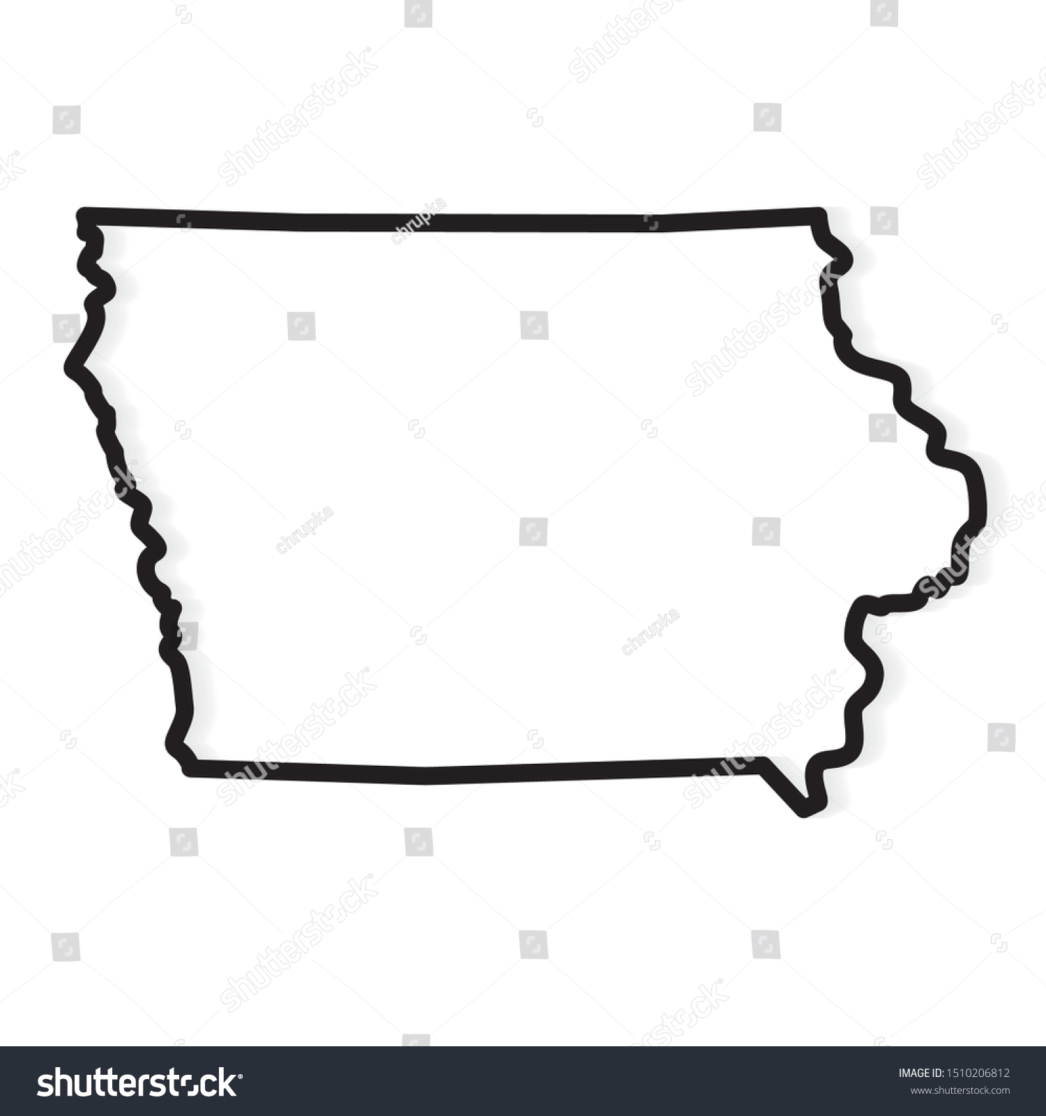 2 862 Outline Iowa Images Stock Photos Vectors Shutterstock   Stock Vector Black Outline Of Iowa Map Vector Illustration 1510206812 