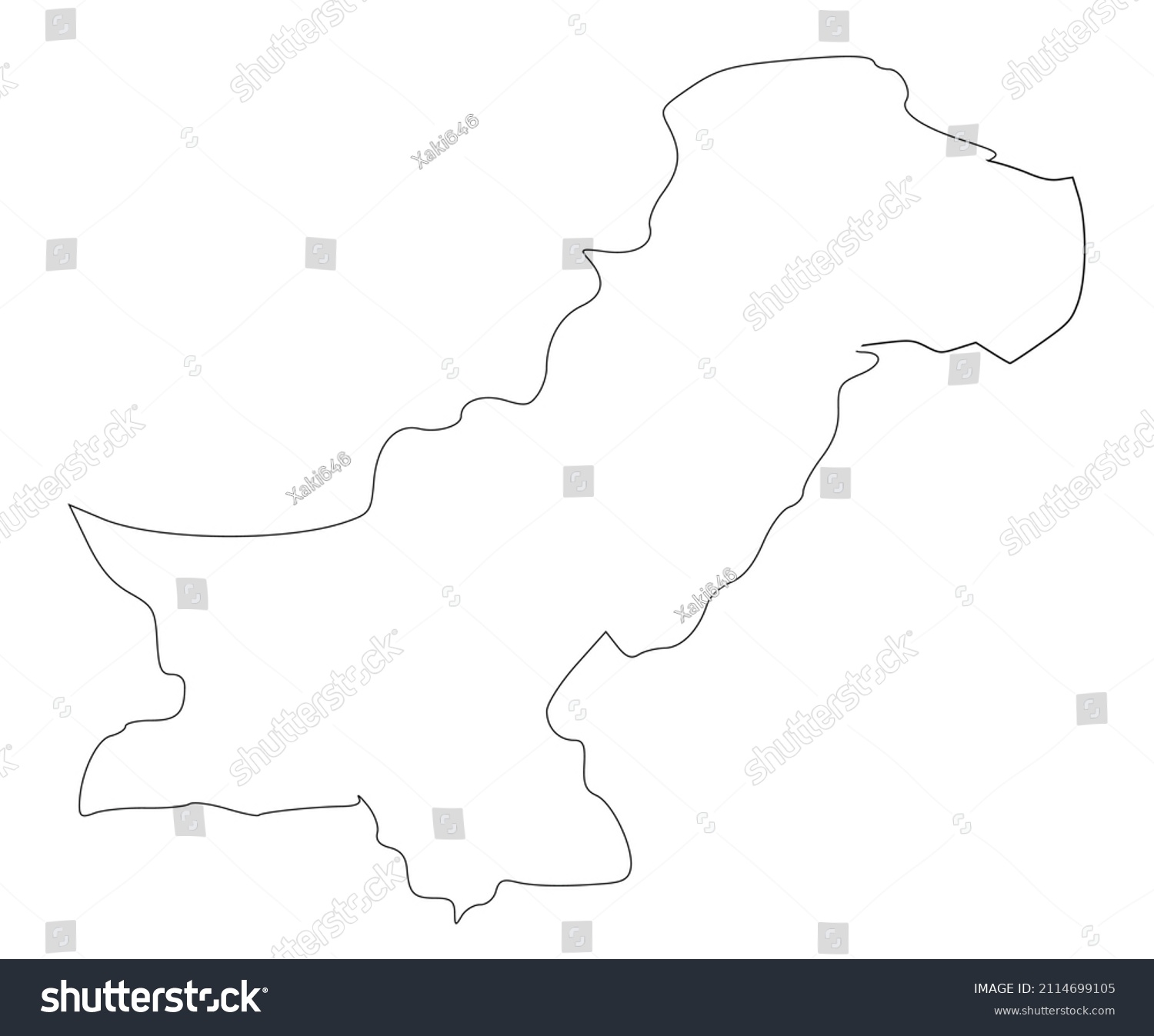 Black Outline Pakistan Map Stock Vector (Royalty Free) 2114699105