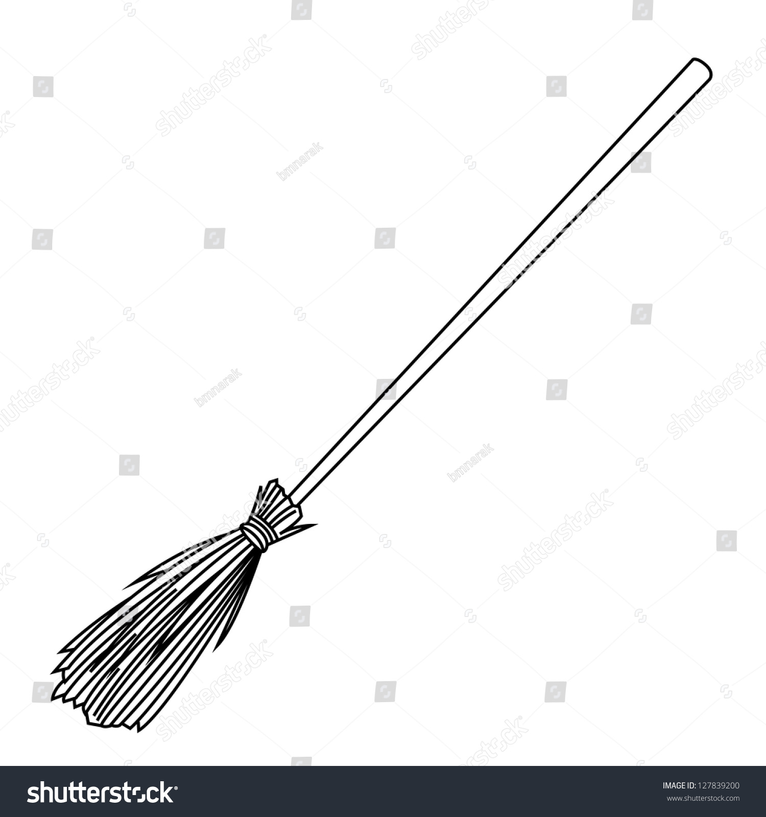 Black Outline Vector Broom On White Background. - 127839200 : Shutterstock