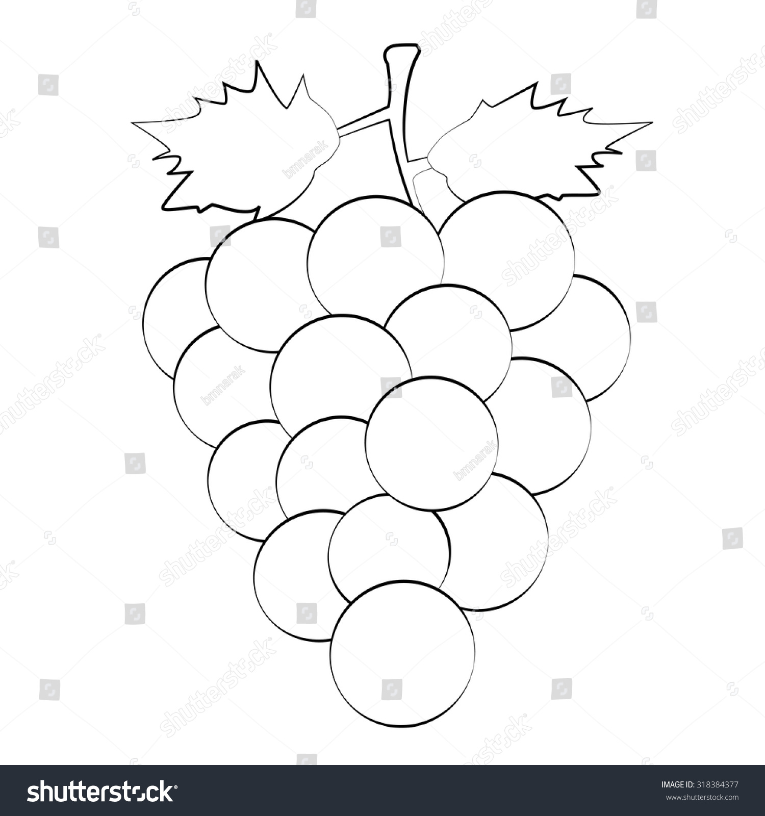 Black Outline Vector Grape On White Stock Vector 318384377 - Shutterstock