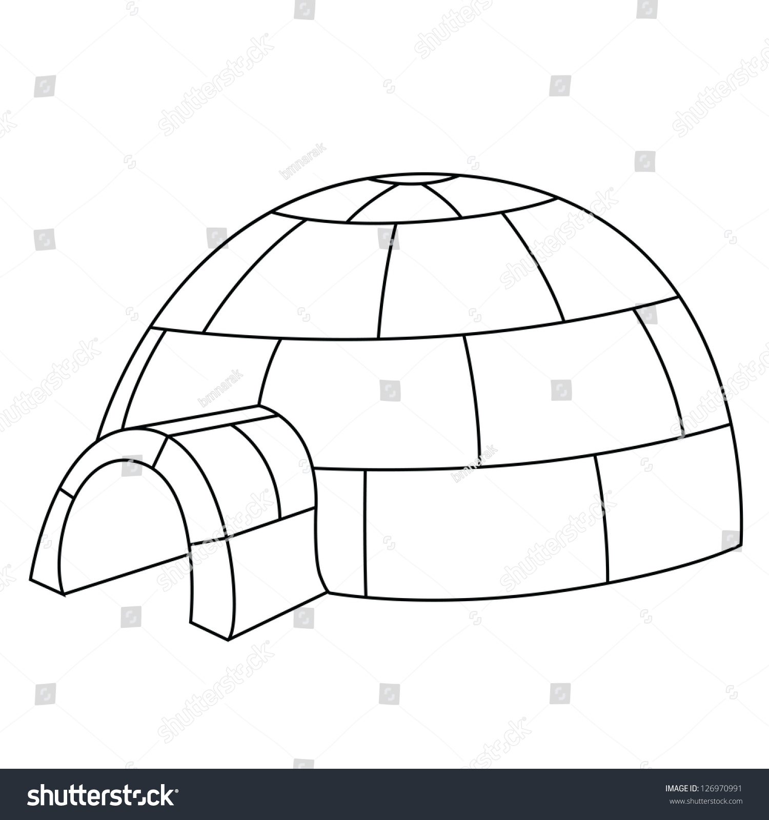 Black Outline Vector Igloo On White Background. - 126970991 : Shutterstock