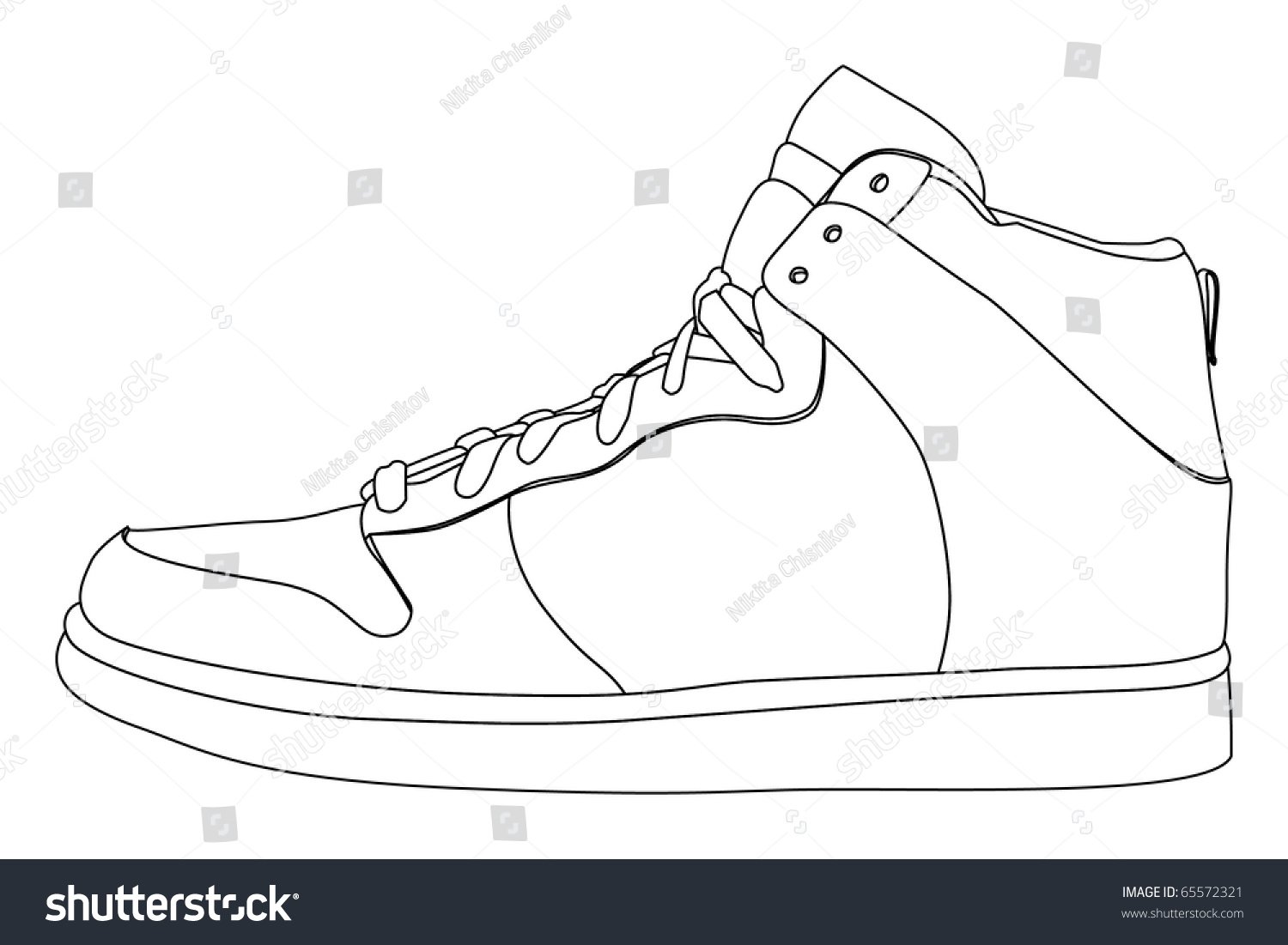 Black Outline Vector Shoes On White Stock Vector 65572321 - Shutterstock