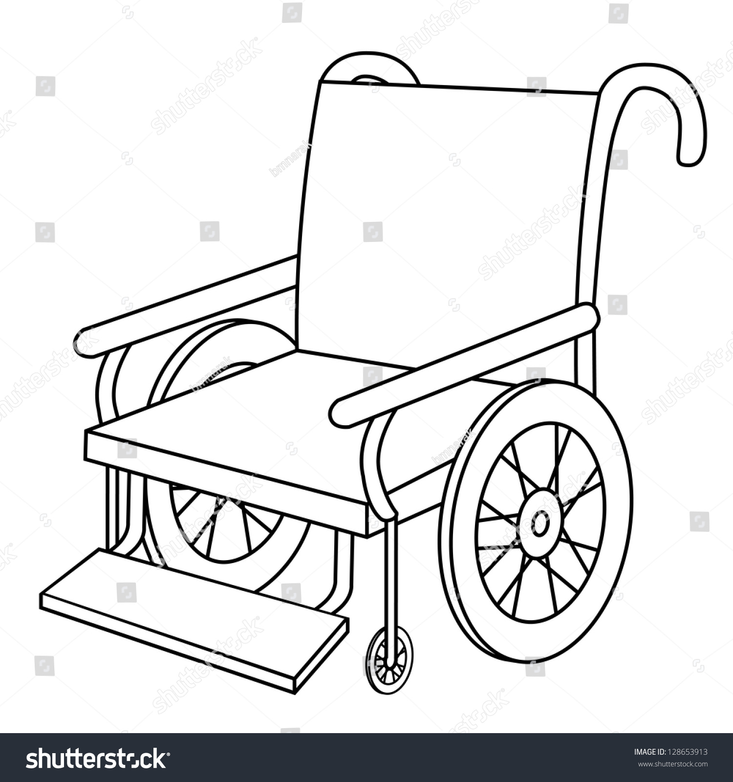 Black Outline Vector Wheel Chair On Stock Vector 128653913 - Shutterstock
