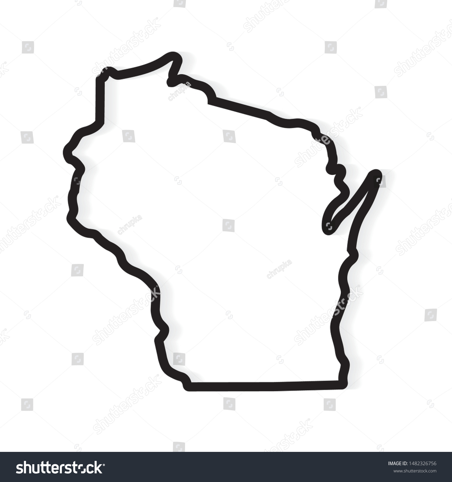 2 605 Outline Wisconsin Images Stock Photos Vectors Shutterstock   Stock Vector Black Outline Wisconsin Map Vector Illustration 1482326756 