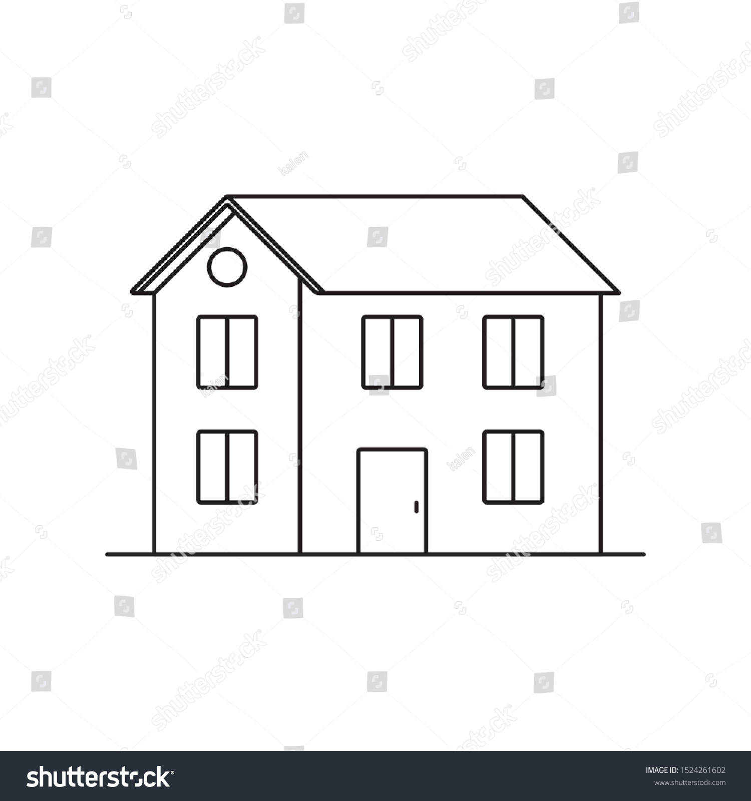 Black Outlined House On White Background Stock Vector (Royalty Free ...