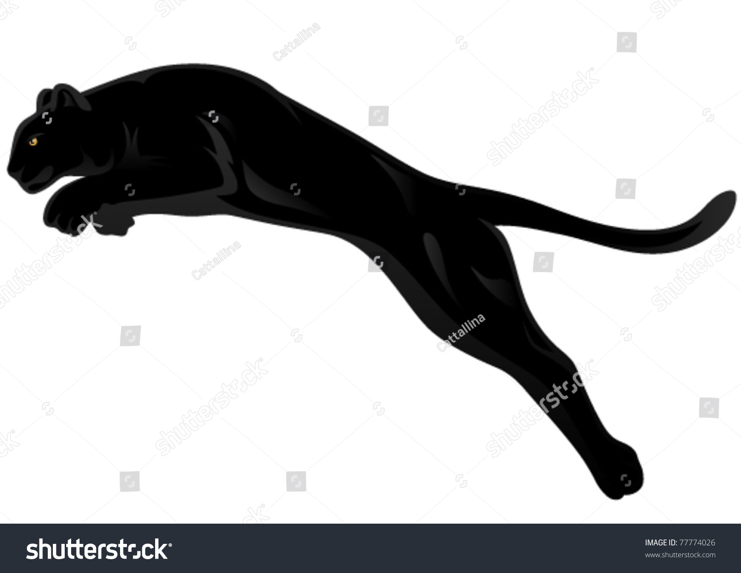 Black Panther Attacking Vector Illustration Stock Vector 77774026