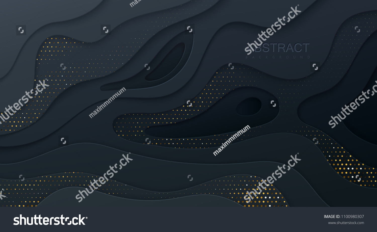 Black Paper Cut Background Abstract Realistic Stock Vector (Royalty ...