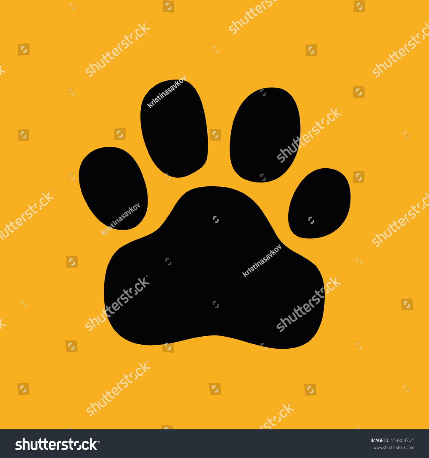 Black Paw Print Icon Vector Yellow Stock Vector 453803704 - Shutterstock