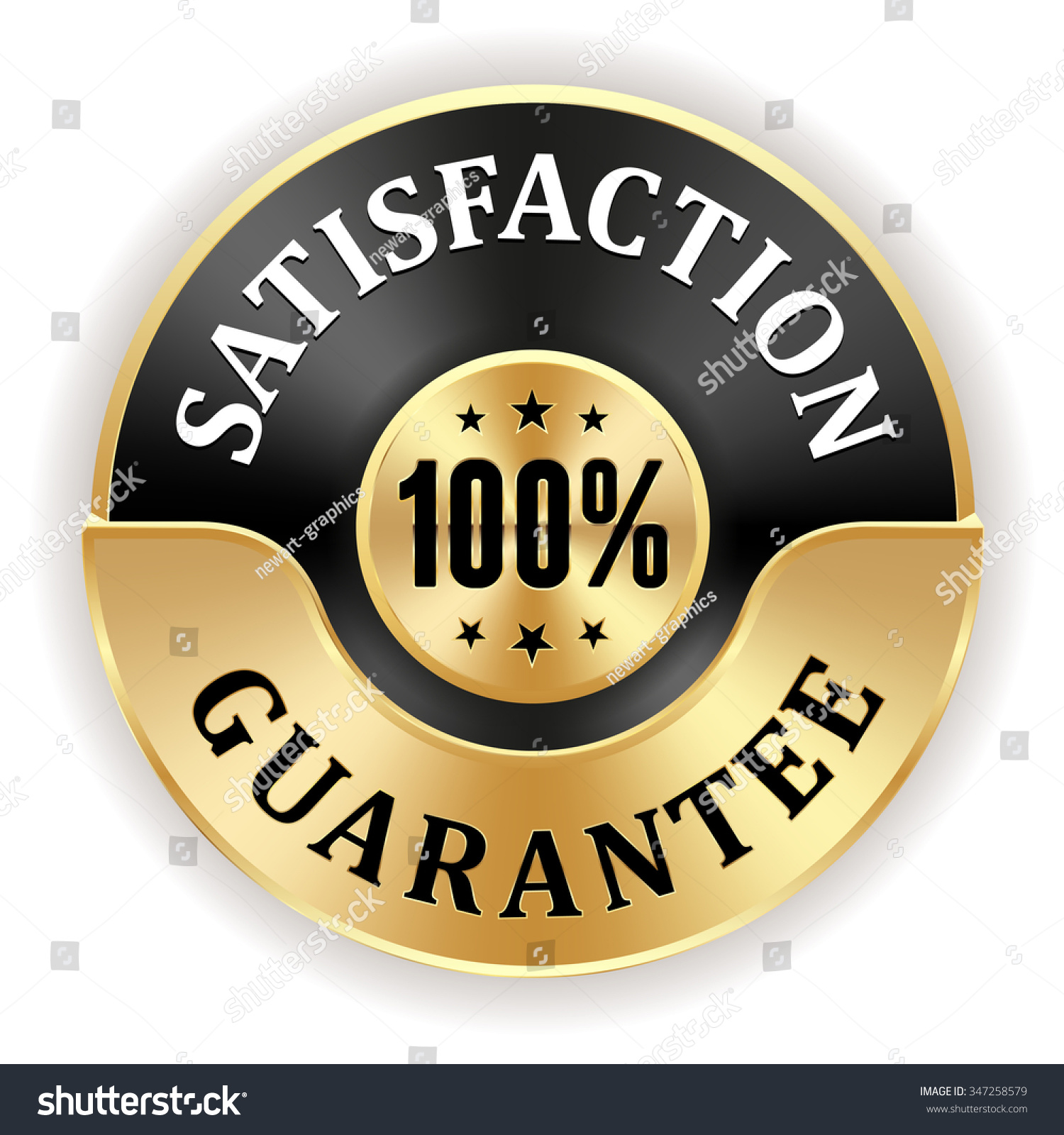 Black 100 Percent Satisfaction Badge Gold Stock Vector Royalty Free 347258579 Shutterstock