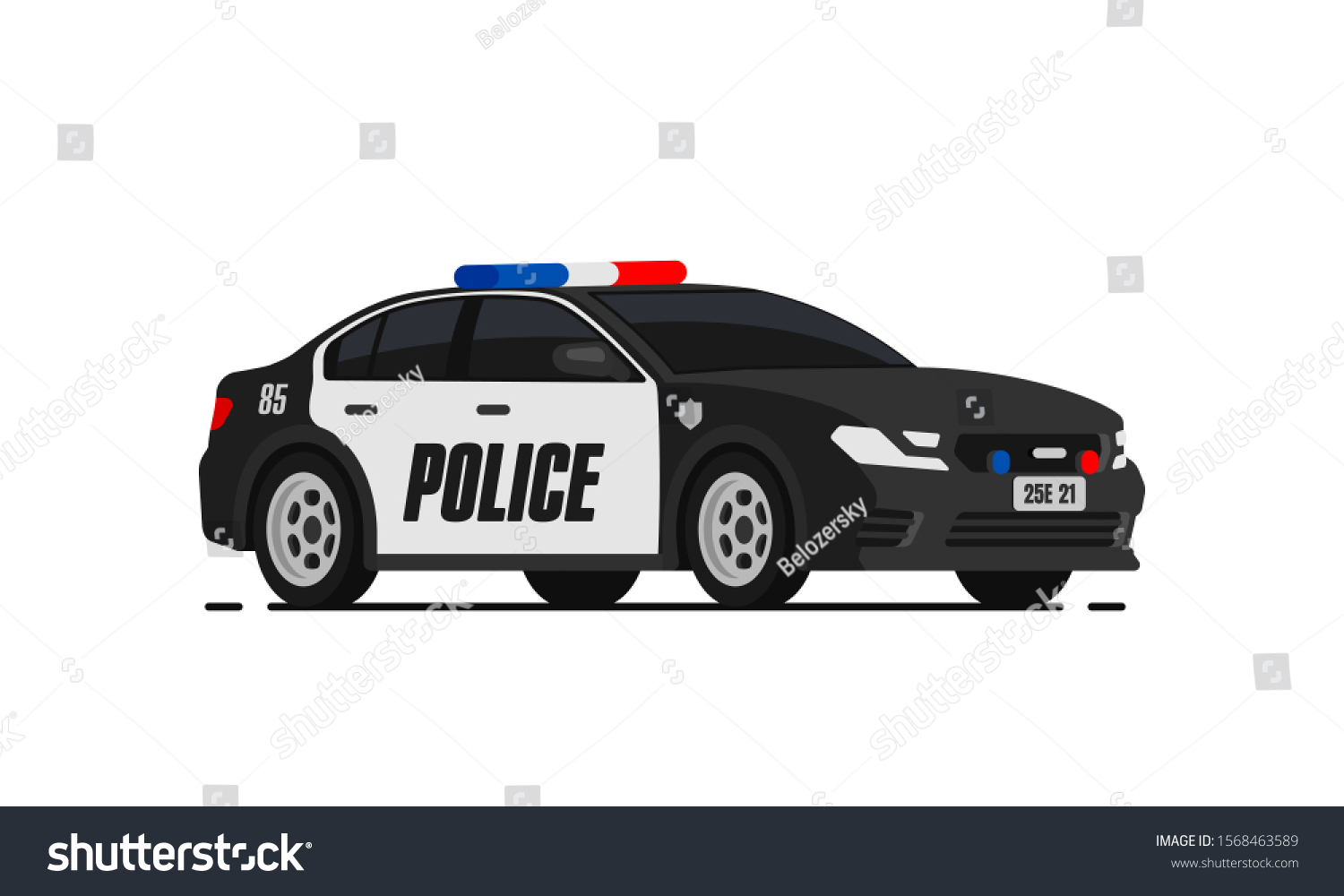 SVG of Black police car icon. City patrol transport isolated on the white background. Flat style. svg