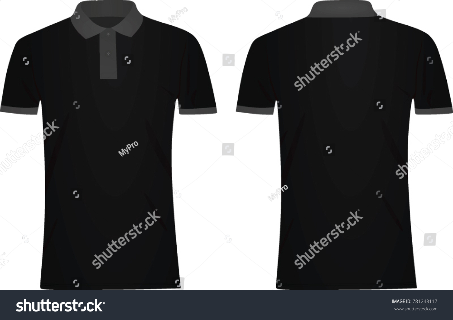 Black Polo T Shirt Grey Collar Stock Vector (Royalty Free) 781243117